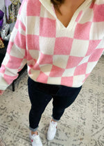 MM Checkered Hoodie - Pink & White {S-3X} - KaraMarie