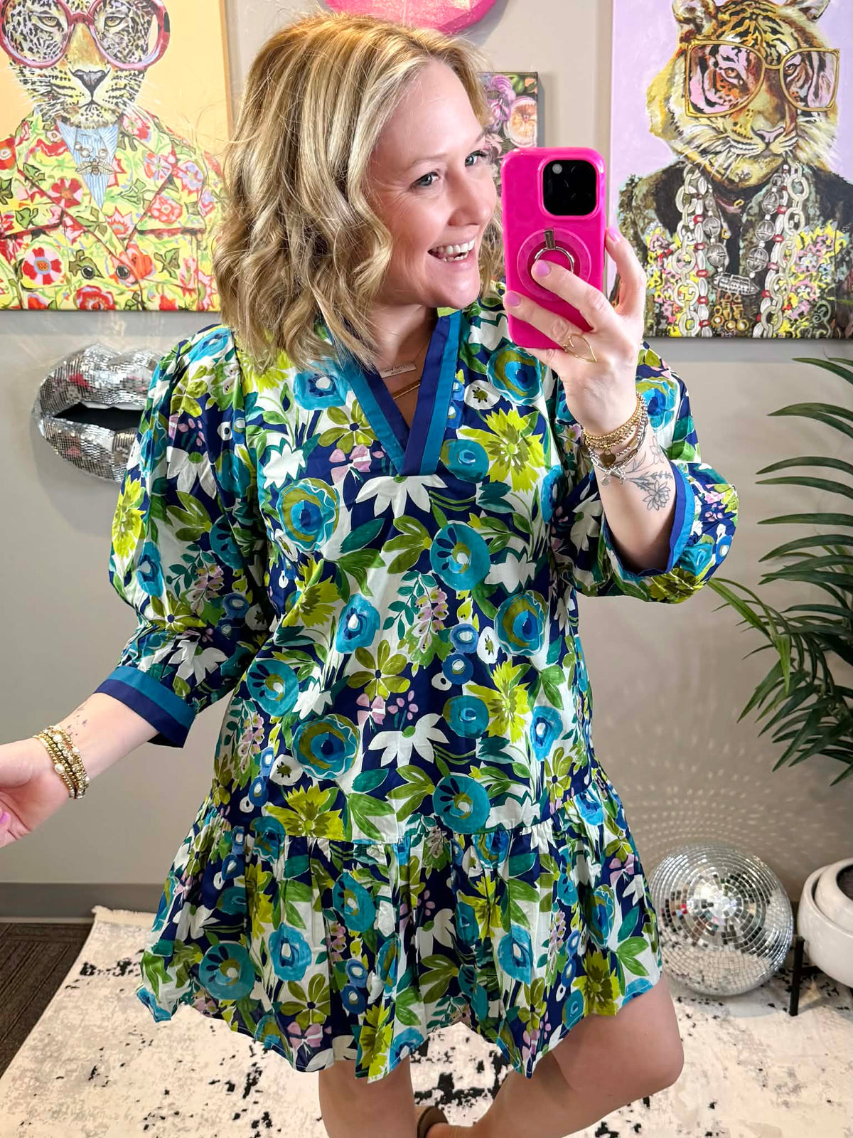 Petal Whirl Mini Dress in Navy {S-L} - KaraMarie
