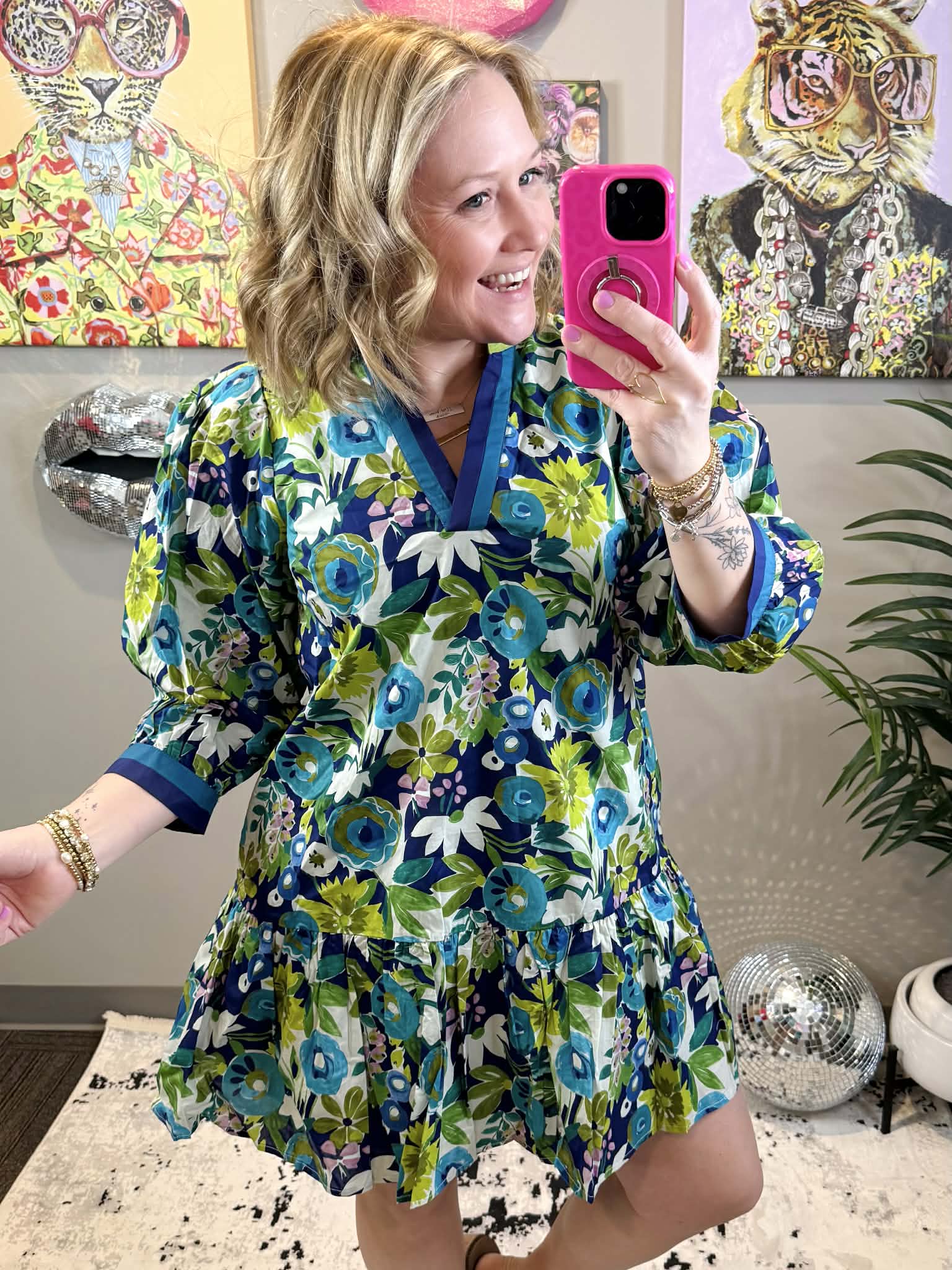 Petal Whirl Mini Dress in Navy {S-L} - KaraMarie