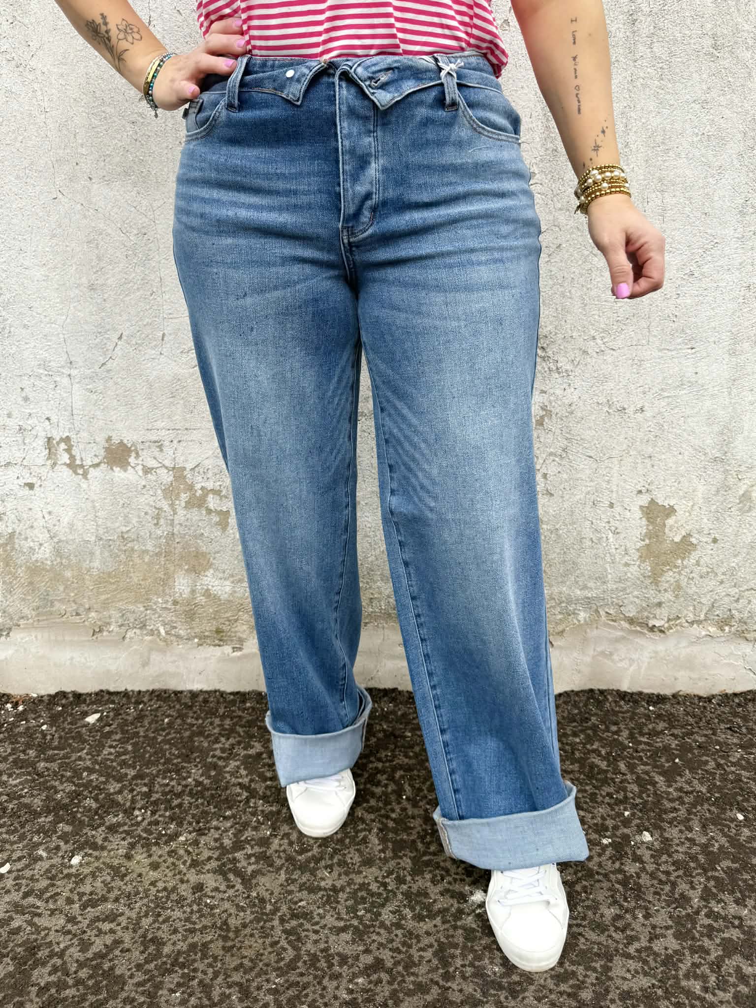 Judy Blue Turnline Fold-Over Straight Jeans {0-22W} - KaraMarie