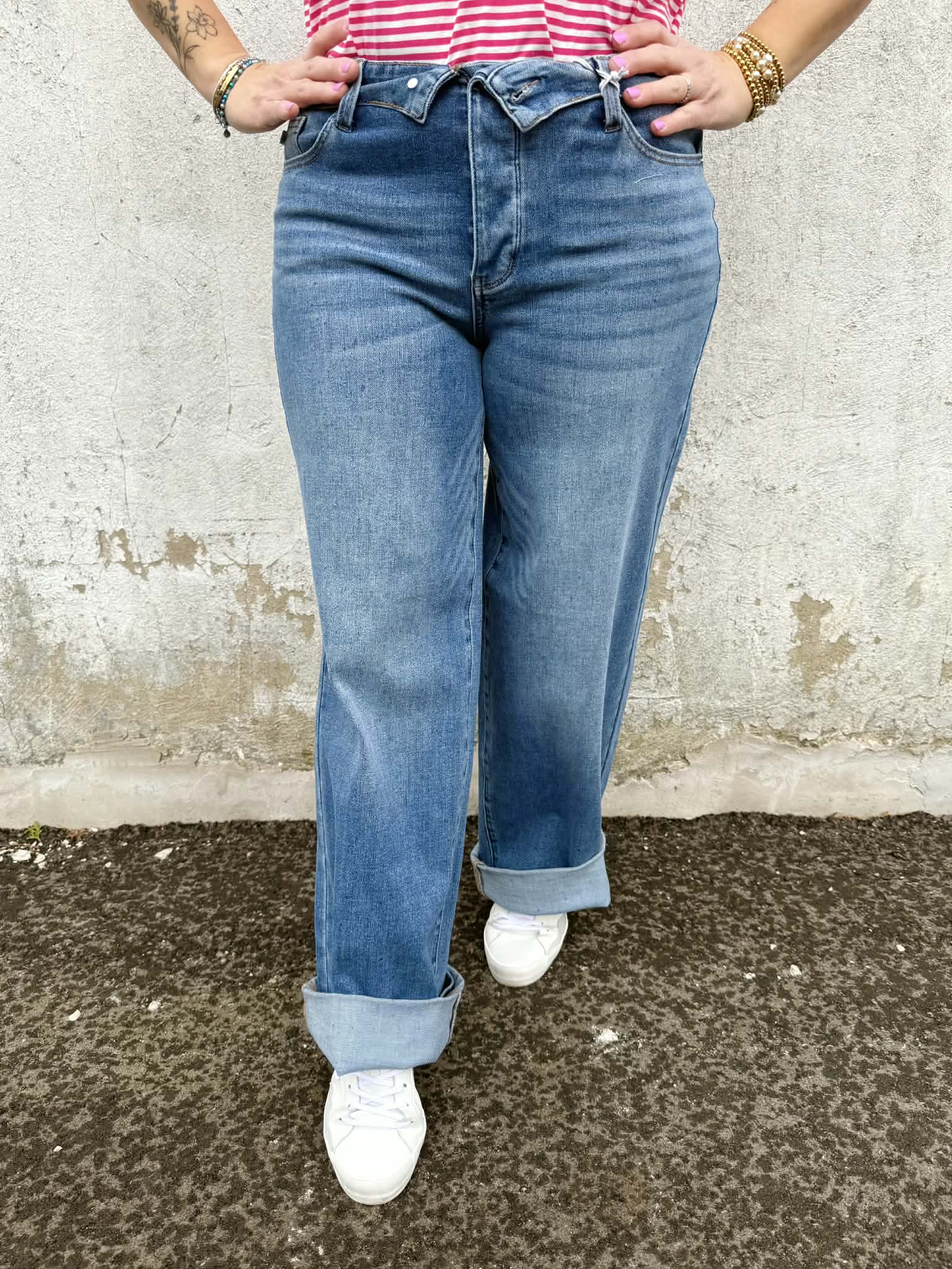 Judy Blue Turnline Fold-Over Straight Jeans {0-22W} - KaraMarie