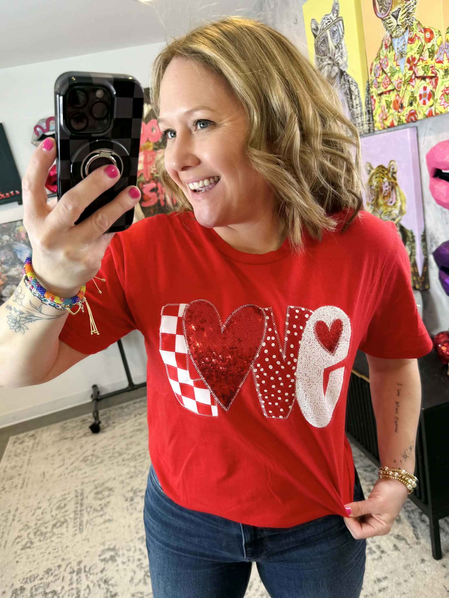 LOVE Heart Sequin Tee {S-3X} - KaraMarie