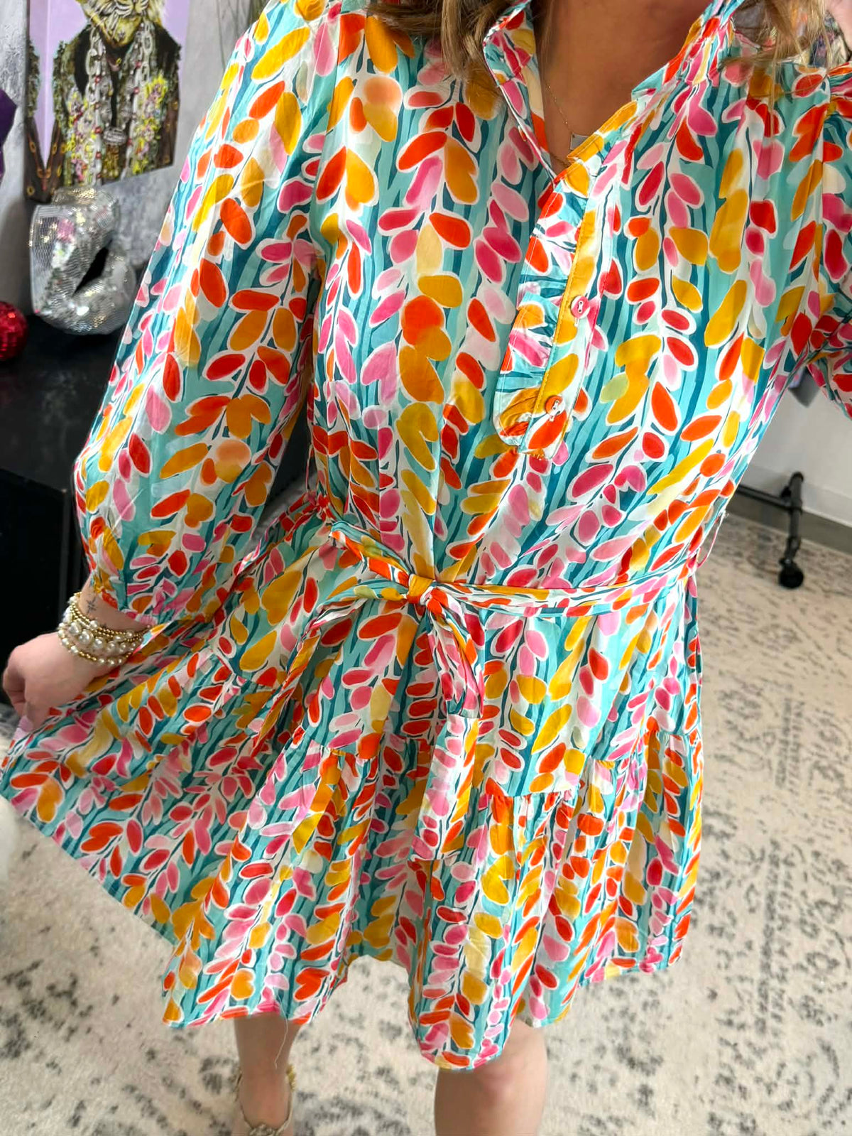 Flora Pop Ruffle Dress {S-2X} - KaraMarie