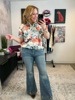 Trimmed Blossom Top - Green {S-2X} - KaraMarie
