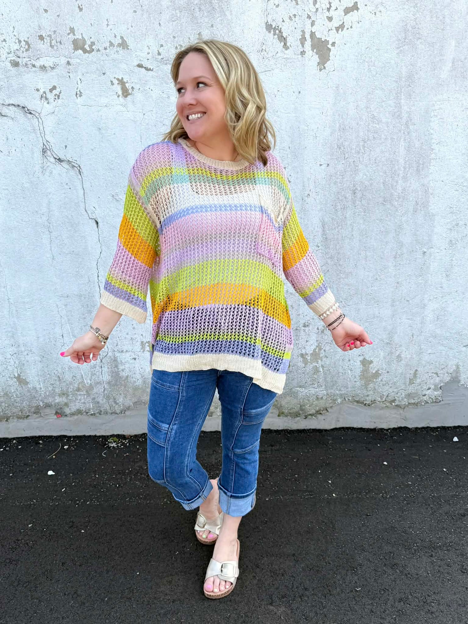 Rainbow Mirage Mesh Sweater in Lilac {S-L}