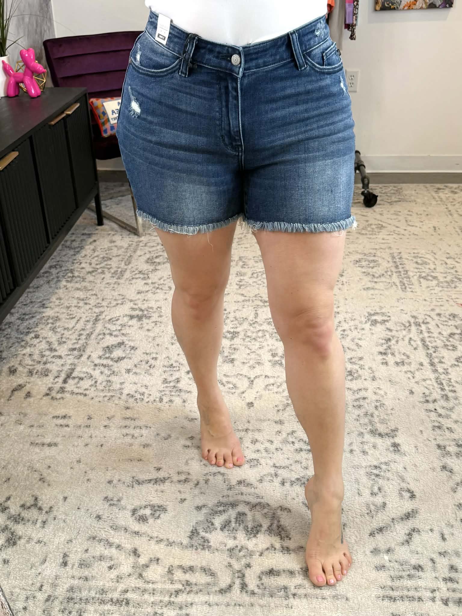 Judy Blue Frayline V-Waist Shorts {S-3X} - KaraMarie