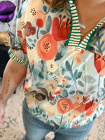 Trimmed Blossom Top - Green {S-2X} - KaraMarie