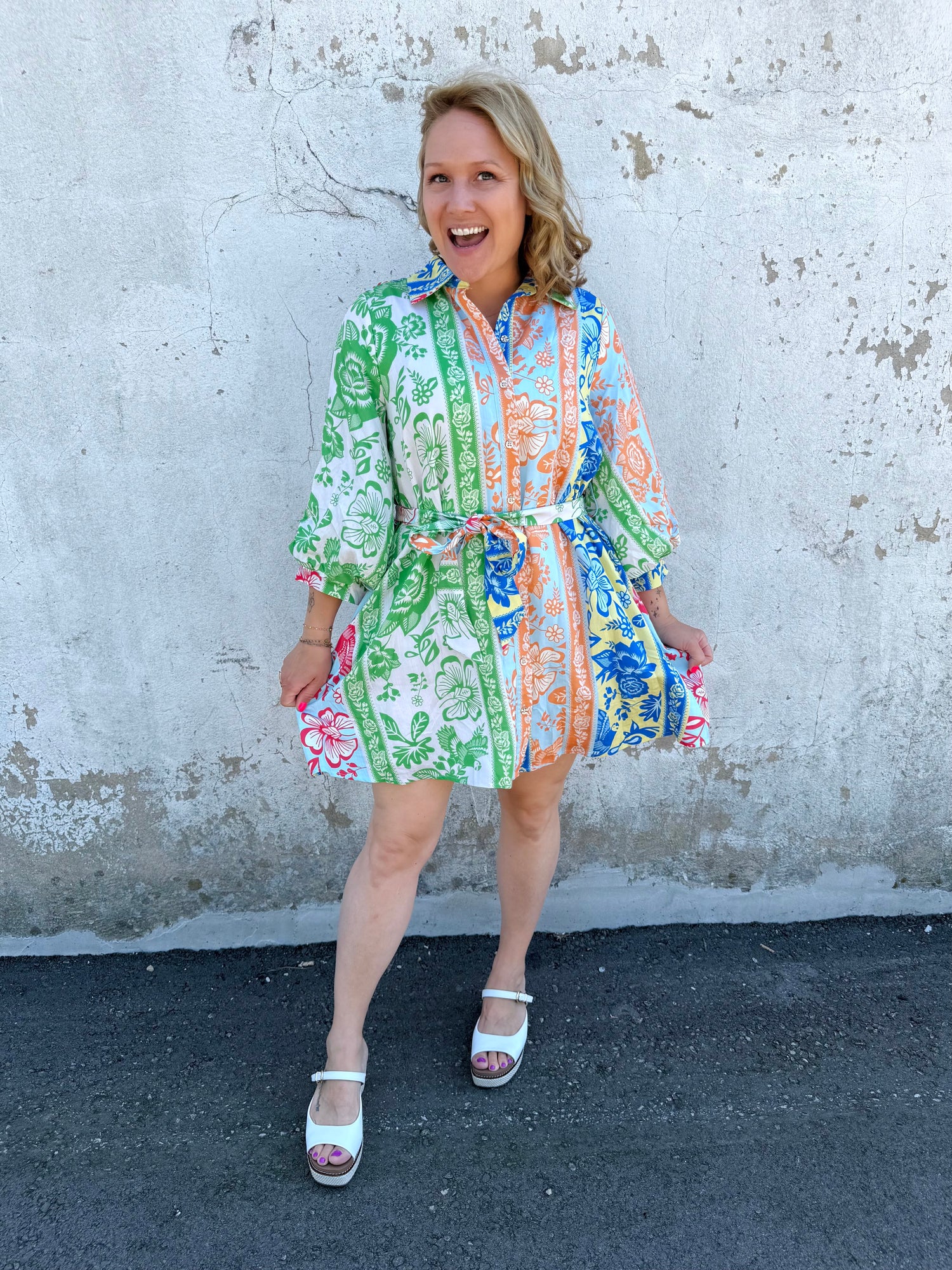 Floral Lane Button-Front Dress {S-2X} - KaraMarie
