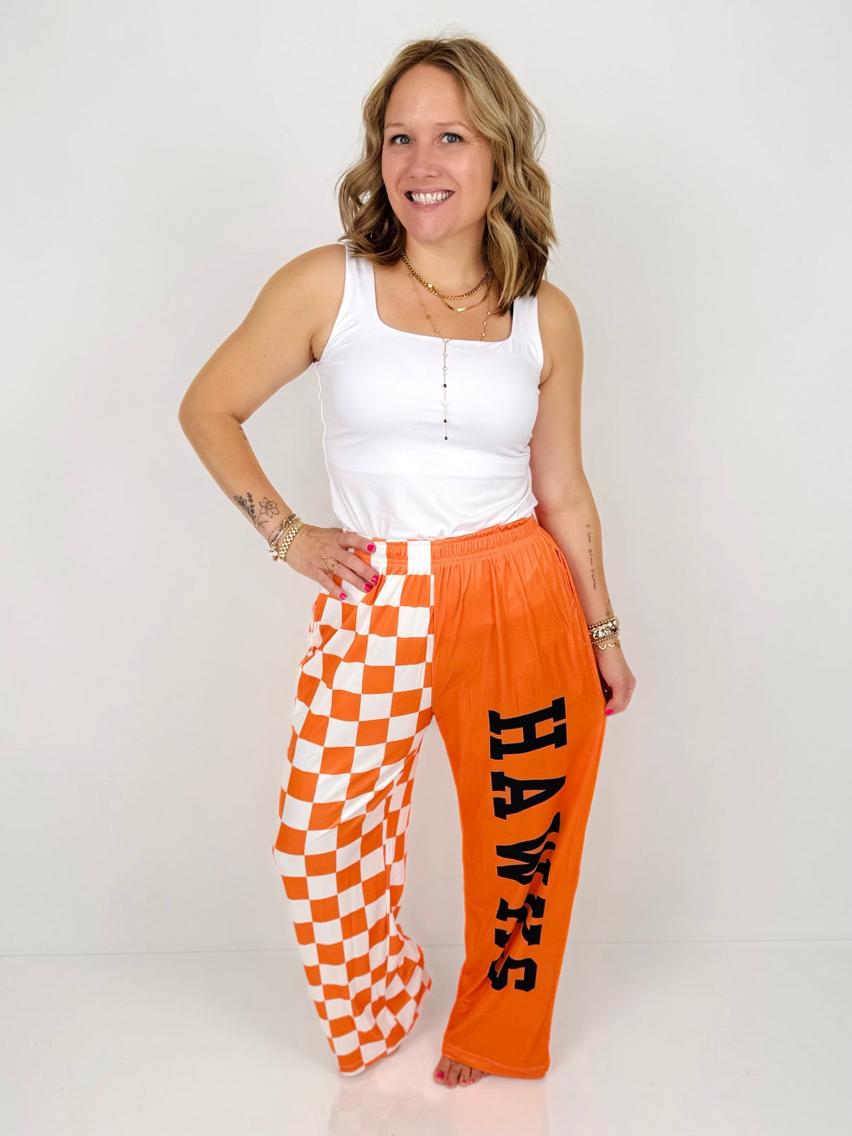 HAWKS Pep Rally Checkered Pants {S-3X}