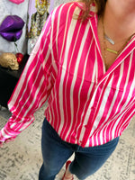 Satin Studio Striped Blouse {S-L} - KaraMarie