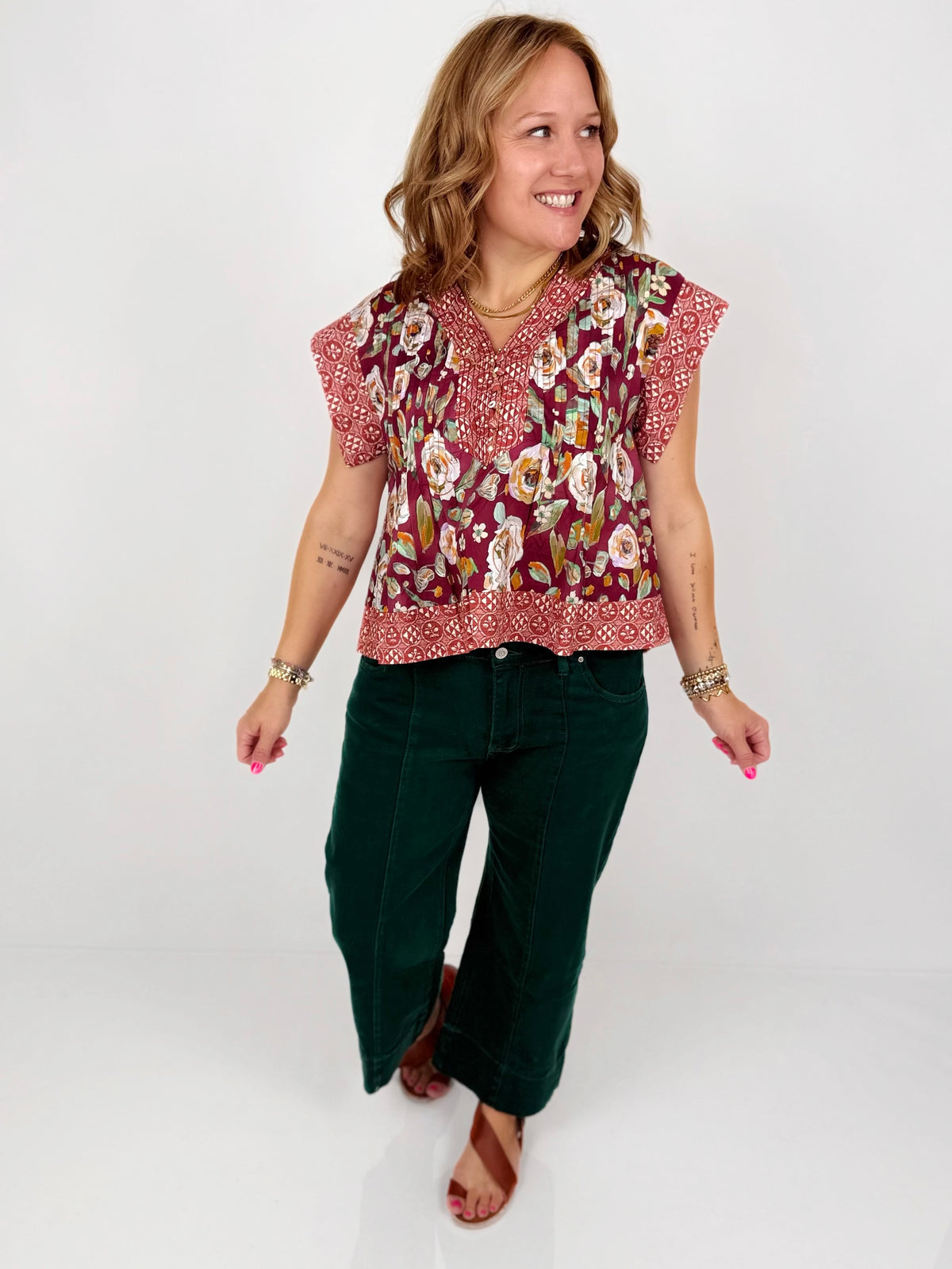 Quilted Bloom Blouse {M-L} - KaraMarie