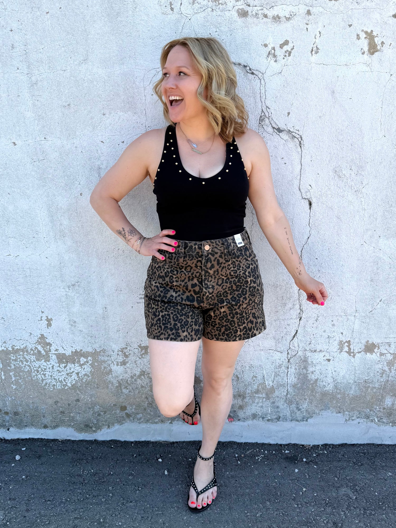 Studded V-Neck Brami - Black {S/M-2X/3X}