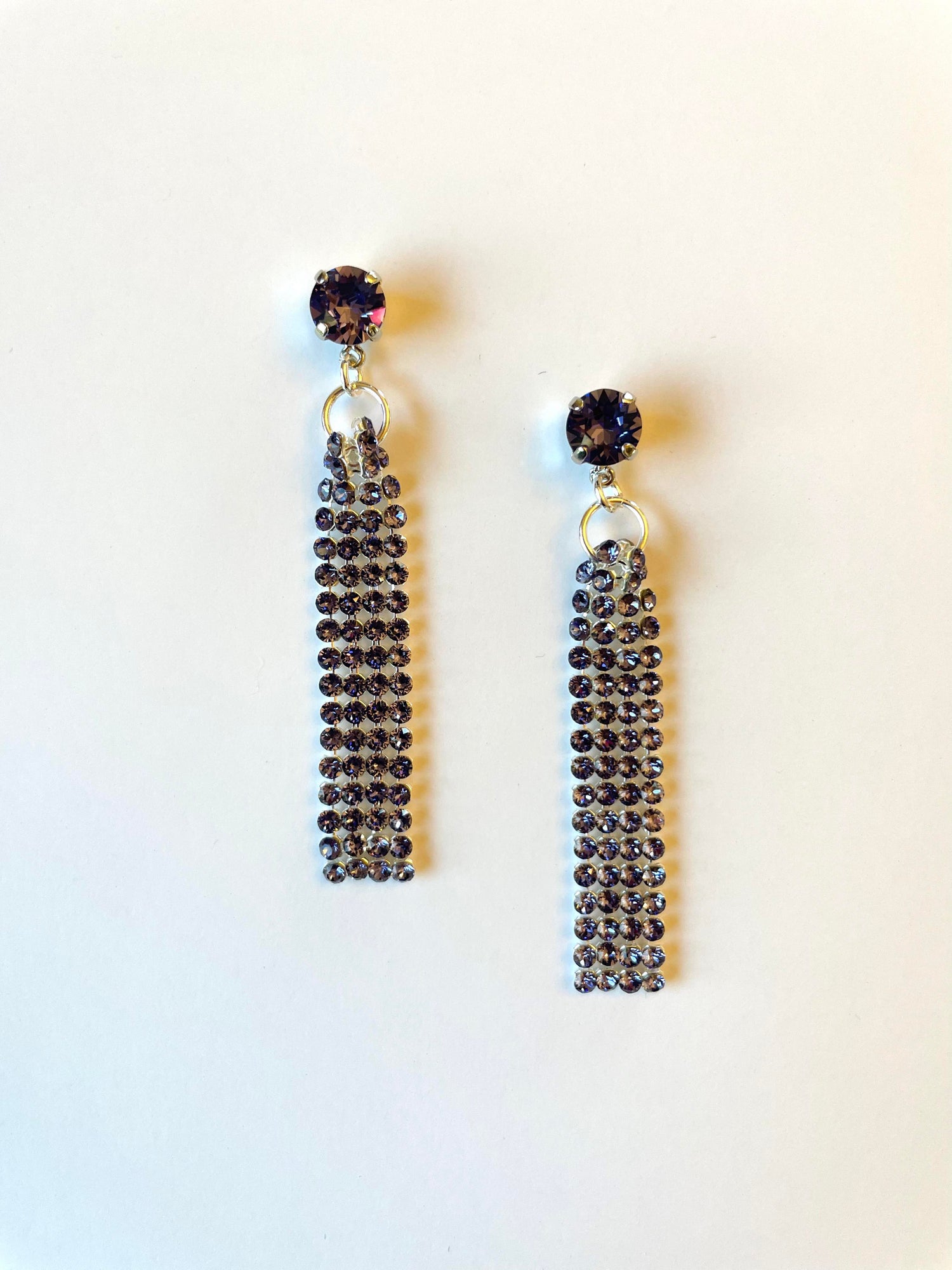 Light It Up Crystal Fringe Earrings in Tanzanite