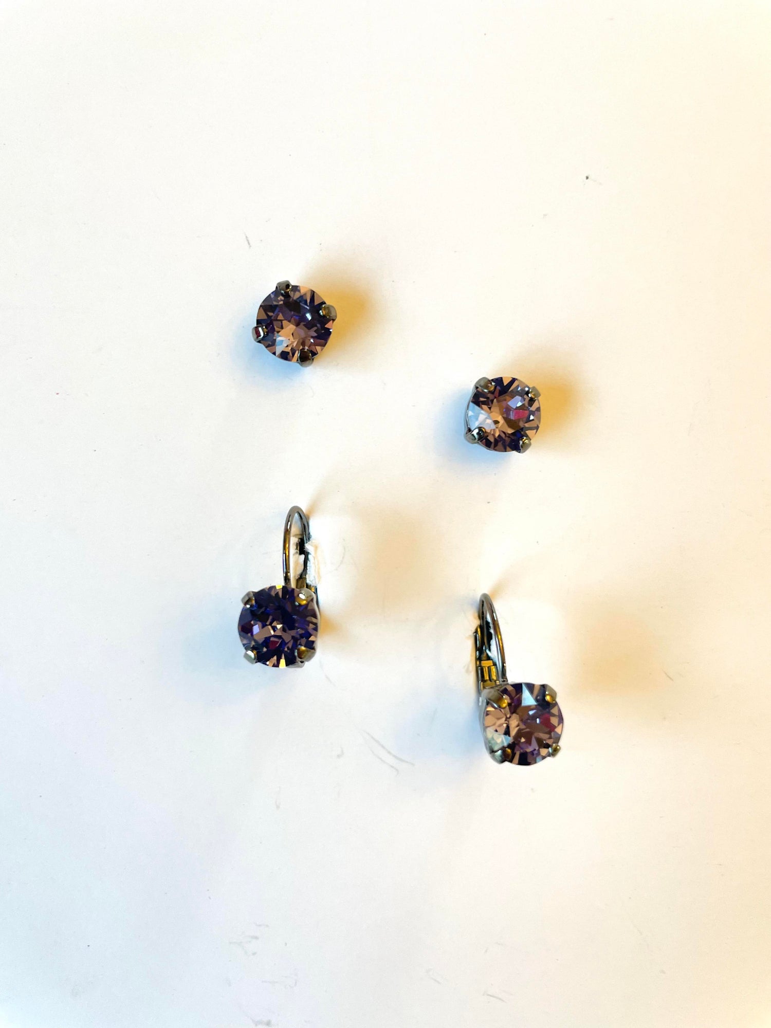8mm Drop OR Post - Tanzanite {Black Metal}