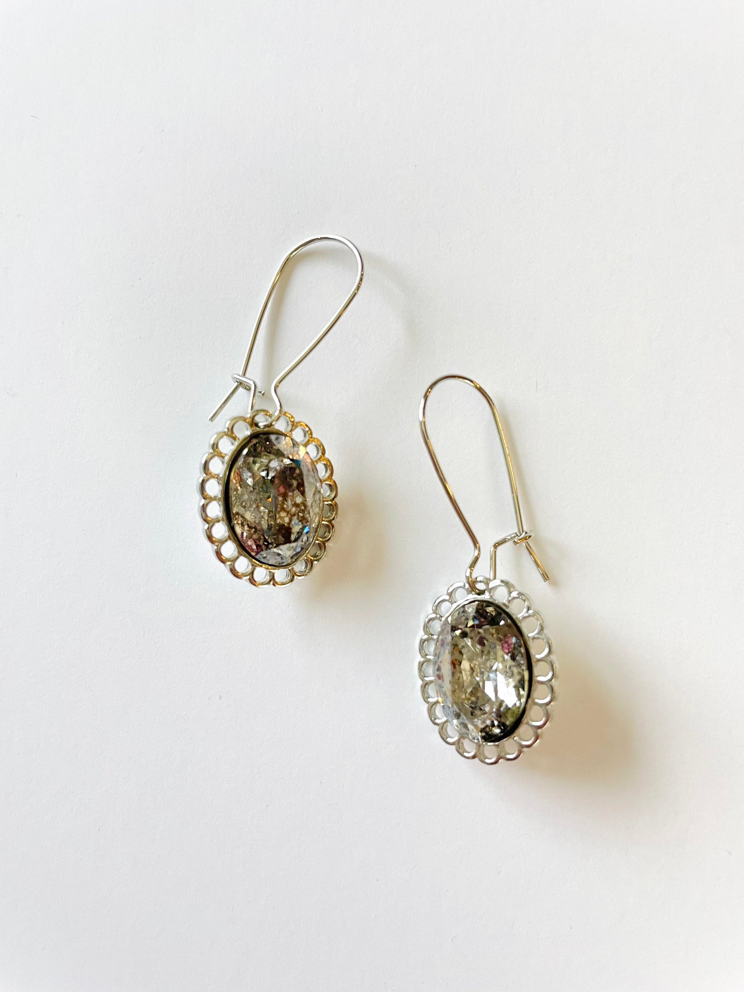 Oval Drop Earrings in Silver Patina - KaraMarie