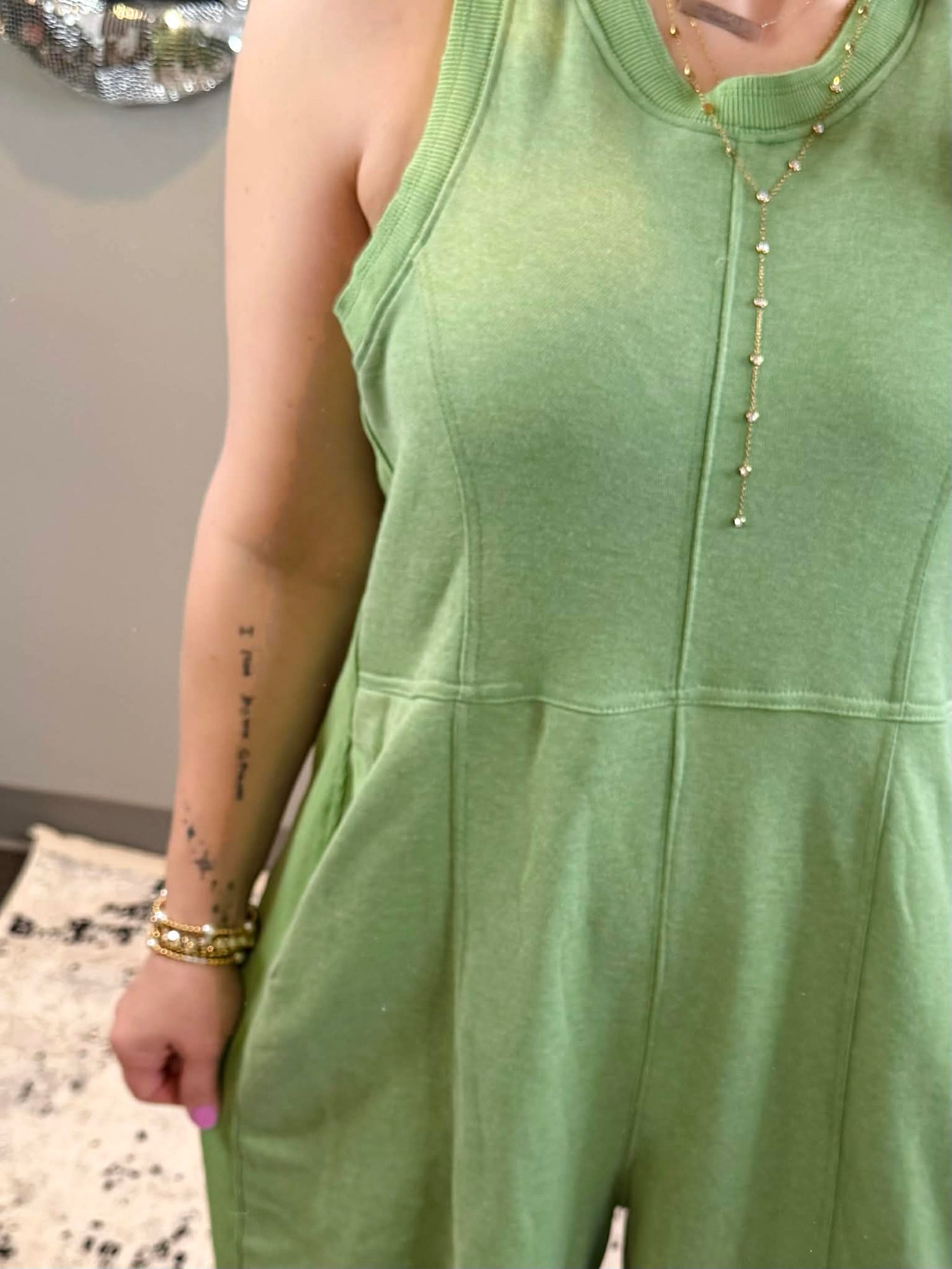 Stylish Ruched Detail Jumpsuit in Green {S-3X}