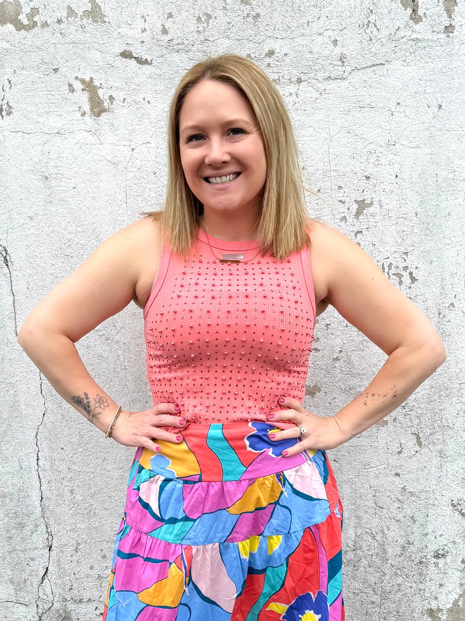 Glimmer & Grace Sleeveless Top in Coral {S-3X}