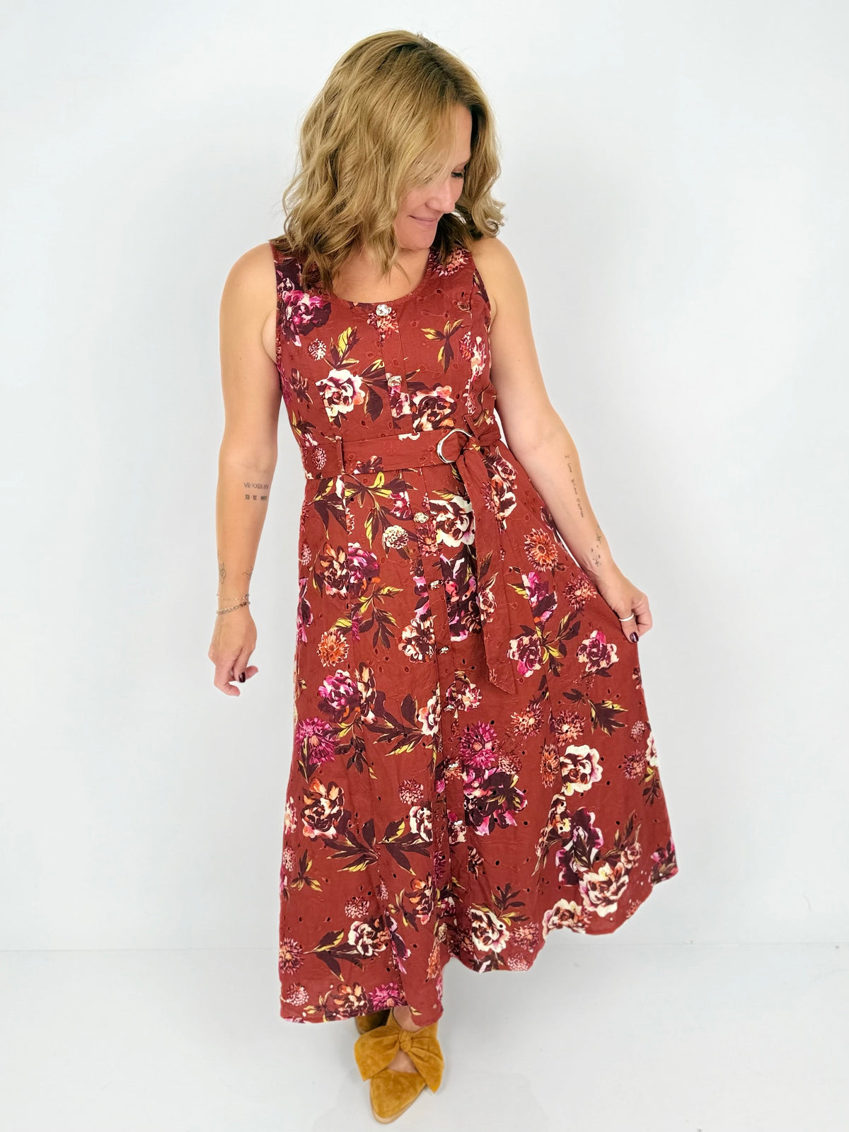 Blooms & Belt Eyelet Dress {S-L} - KaraMarie