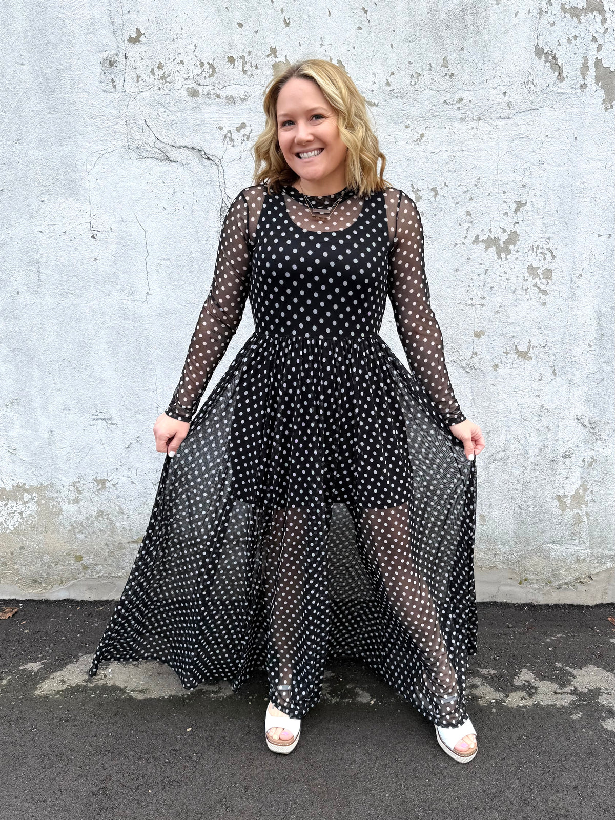 Dot Allure Mesh Dress {S-XL} - KaraMarie