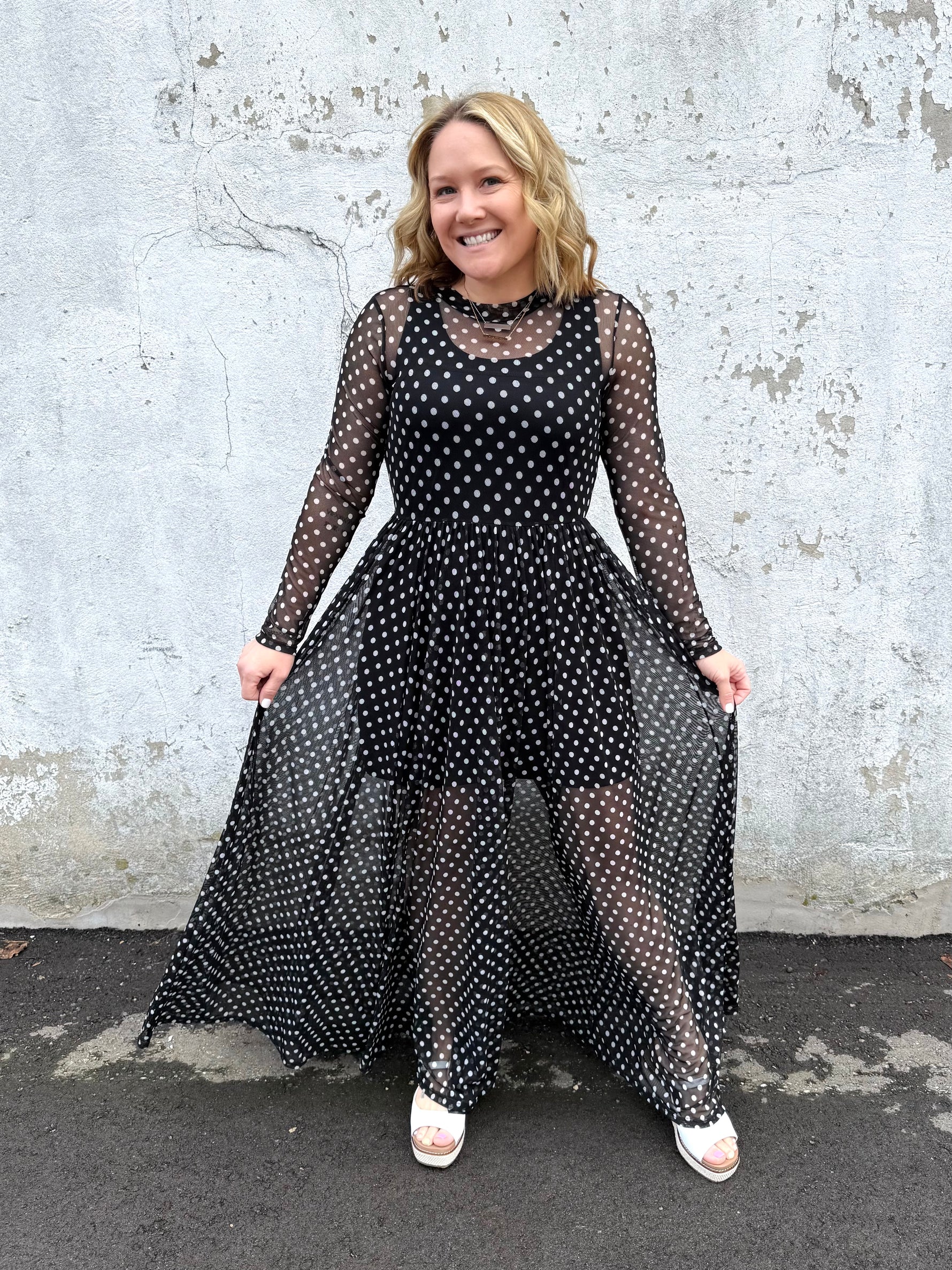 Dot Allure Mesh Dress {S-XL} - KaraMarie