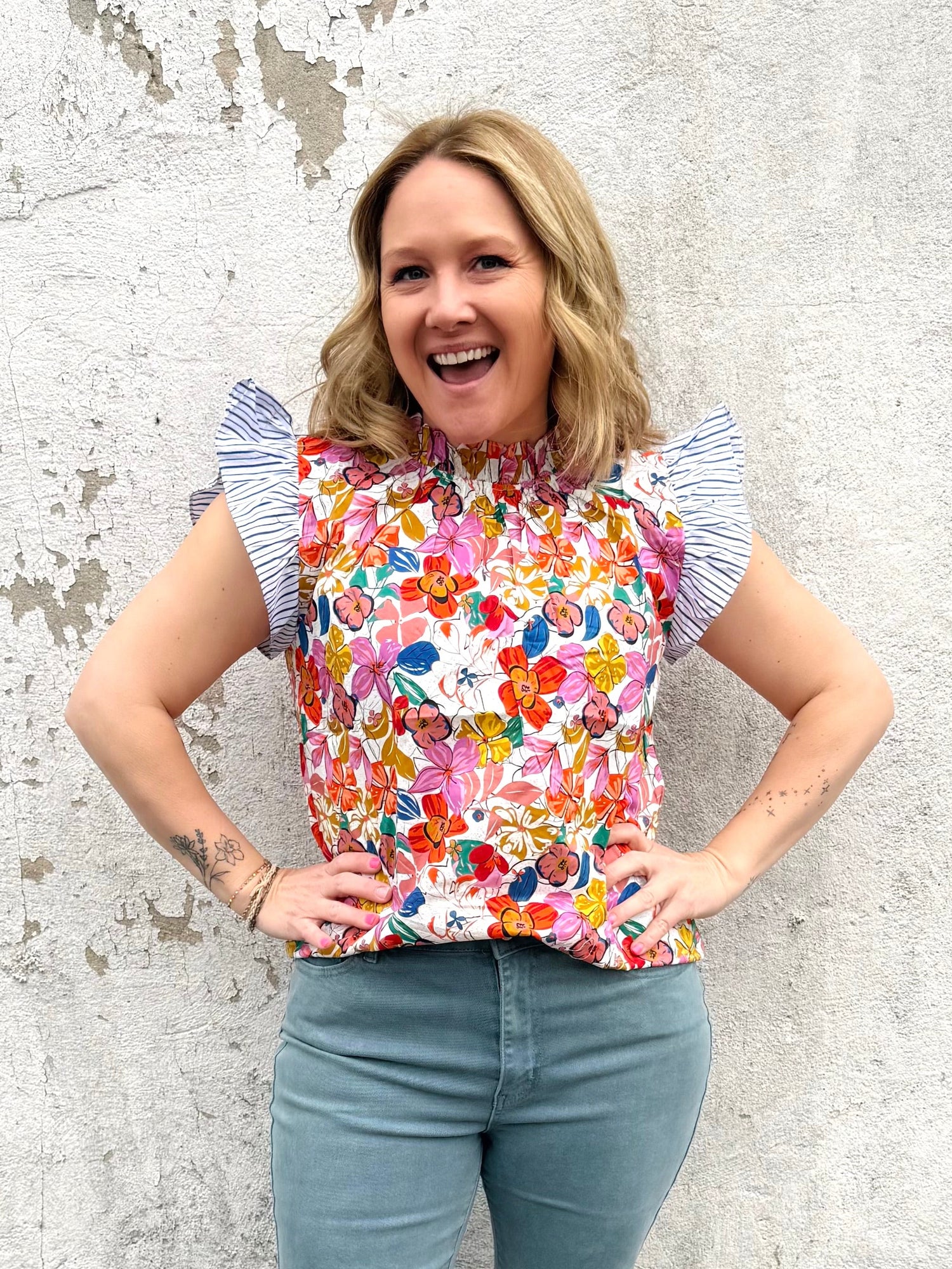 Garden Party Ruffle Sleeve Top in Orchid {S-L} - KaraMarie