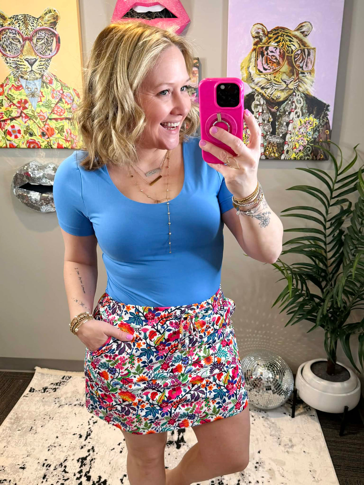 Fiesta Time Floral Skort - White {S-2X} - KaraMarie