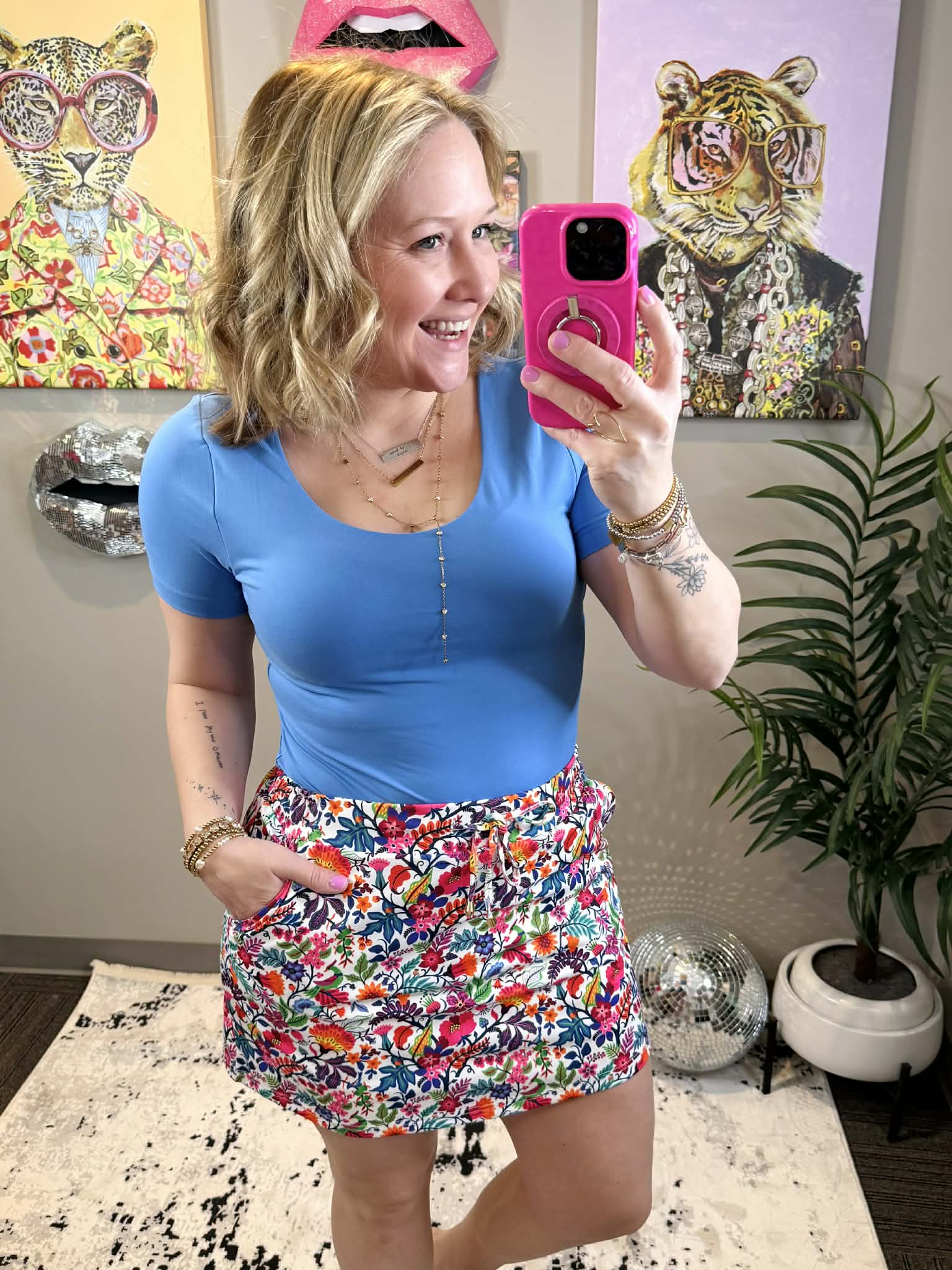Fiesta Time Floral Skort - White {S-2X} - KaraMarie