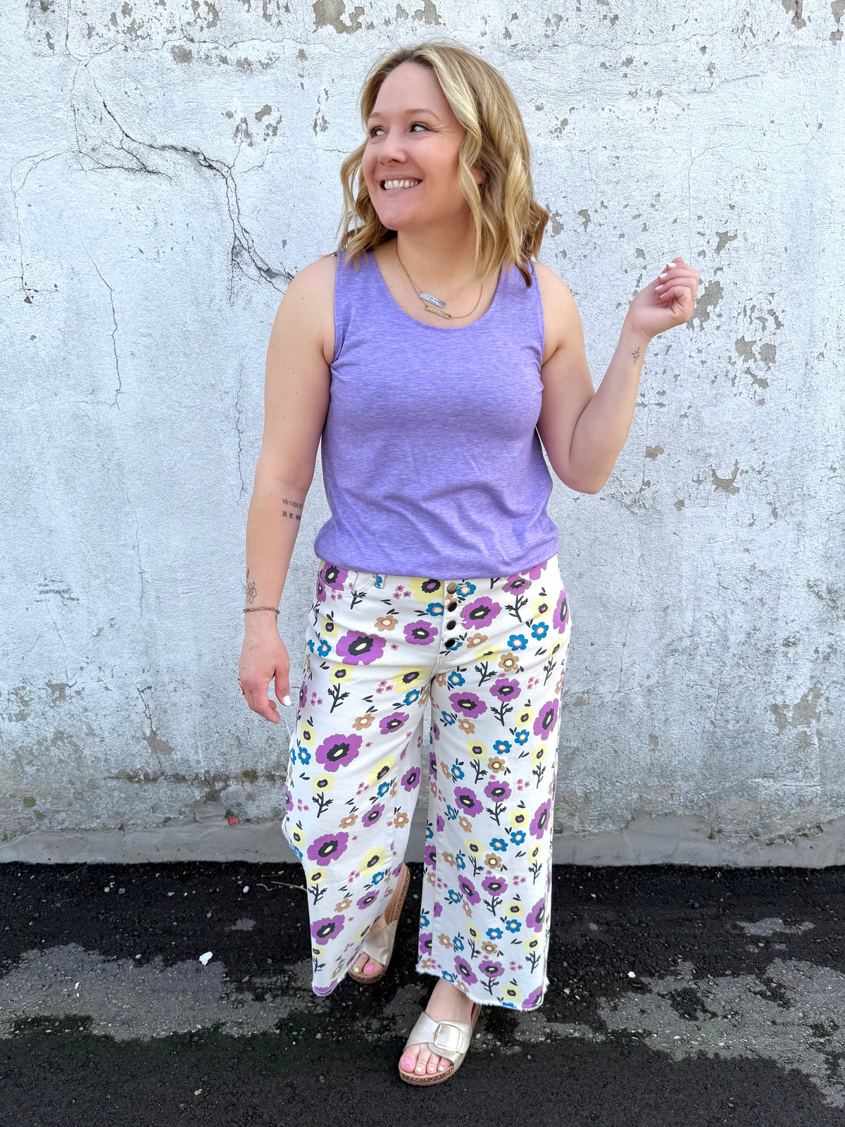 Floral Pop Twill Pants {S-3X} - KaraMarie