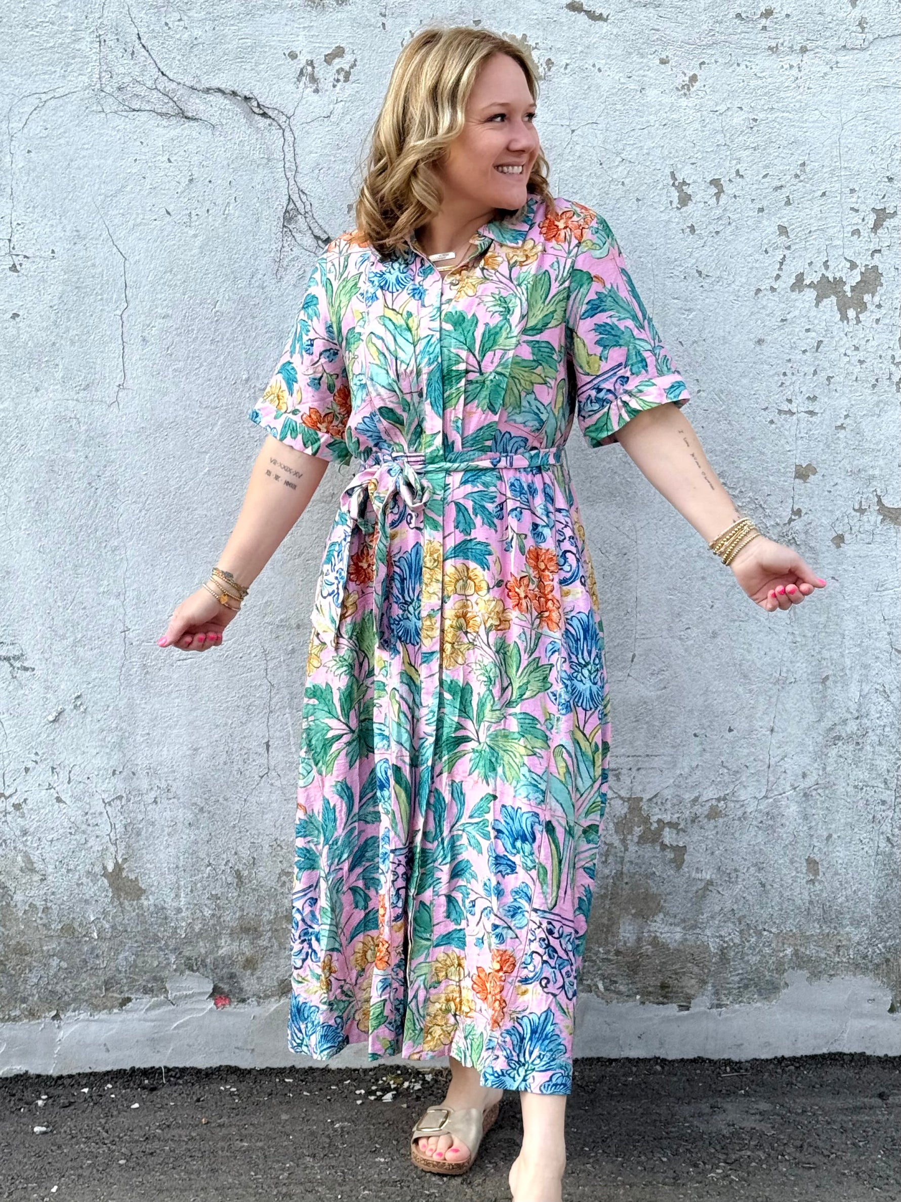 Chic Bloom Shirt Dress - Pink {S-L} - KaraMarie