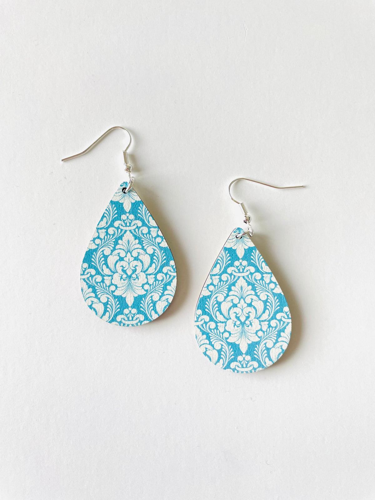 Ornate Blue Wood Earring - KaraMarie