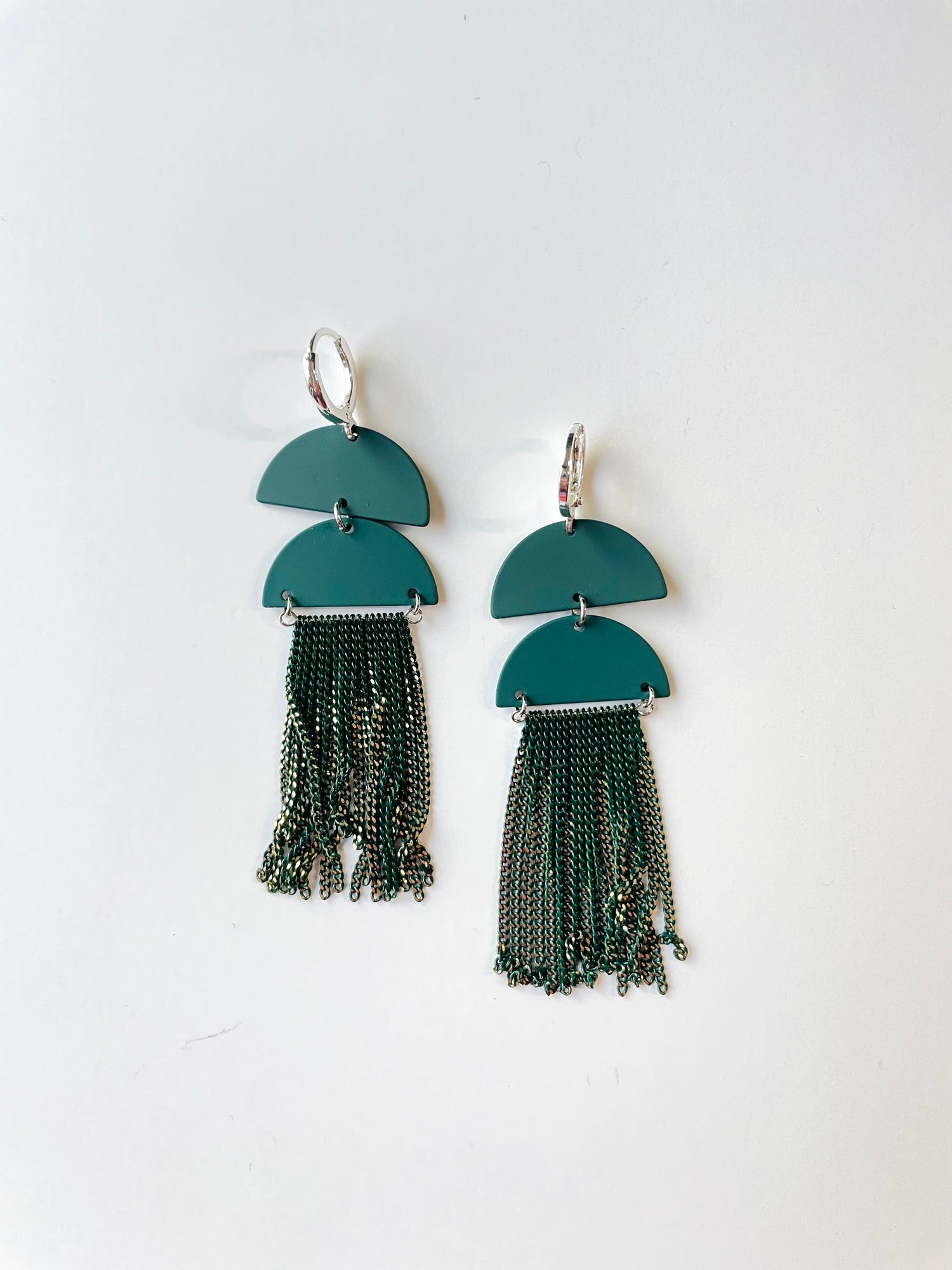 Emerald Elegance Tassel Earrings