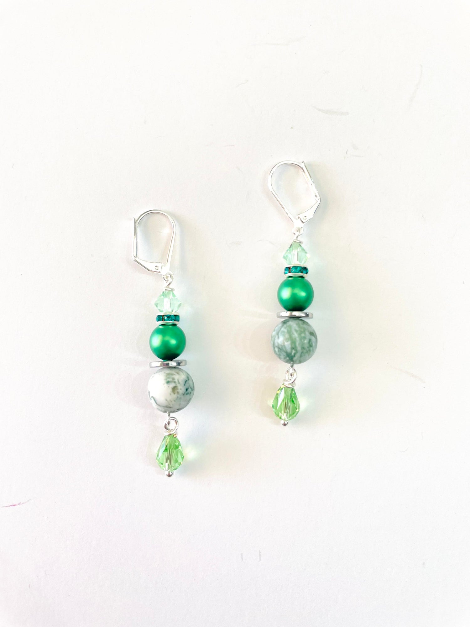 Green Marble Drop Earrings