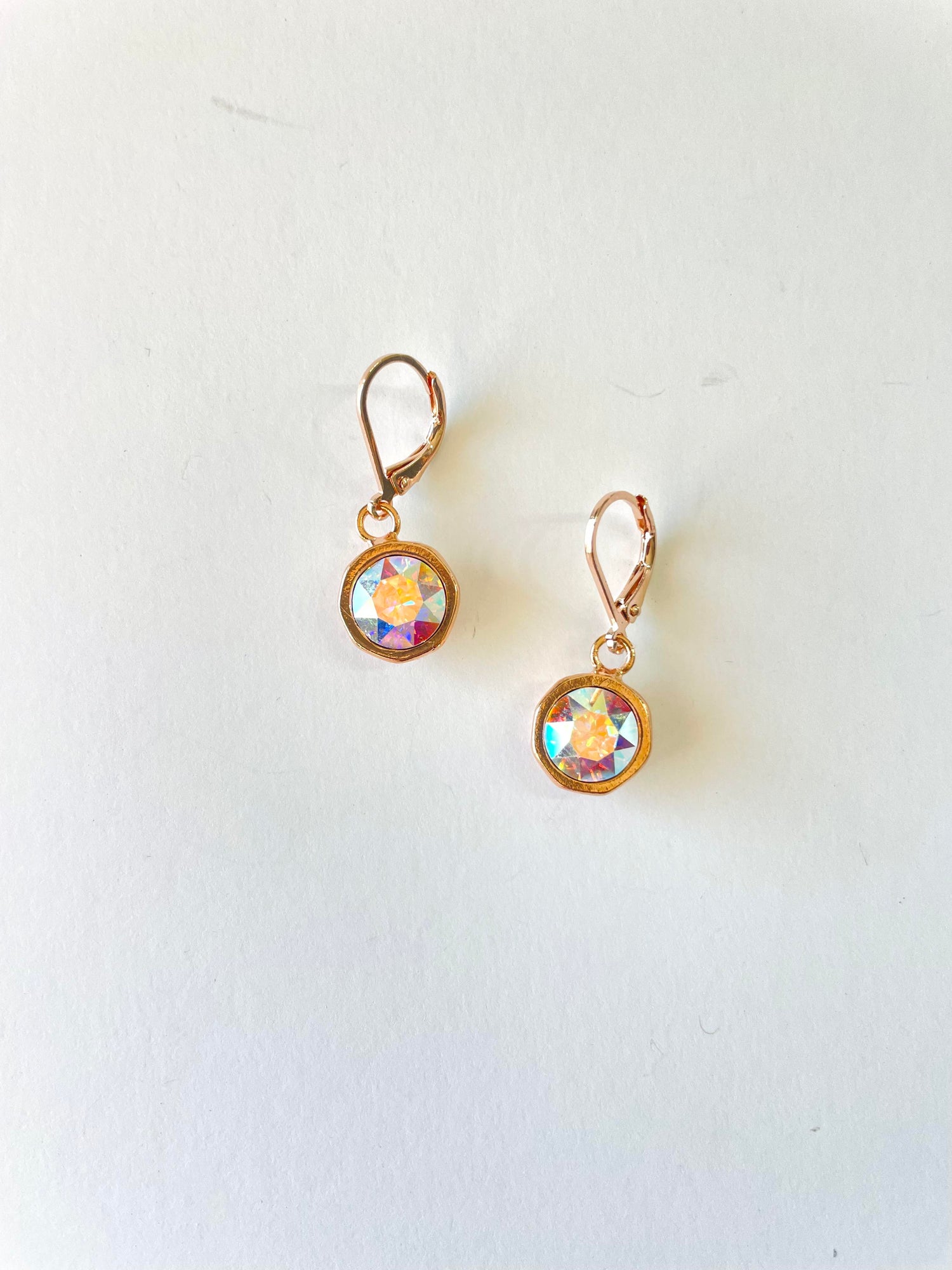 Simple Drop Earring in Crystal AB {Rose Gold Metal}
