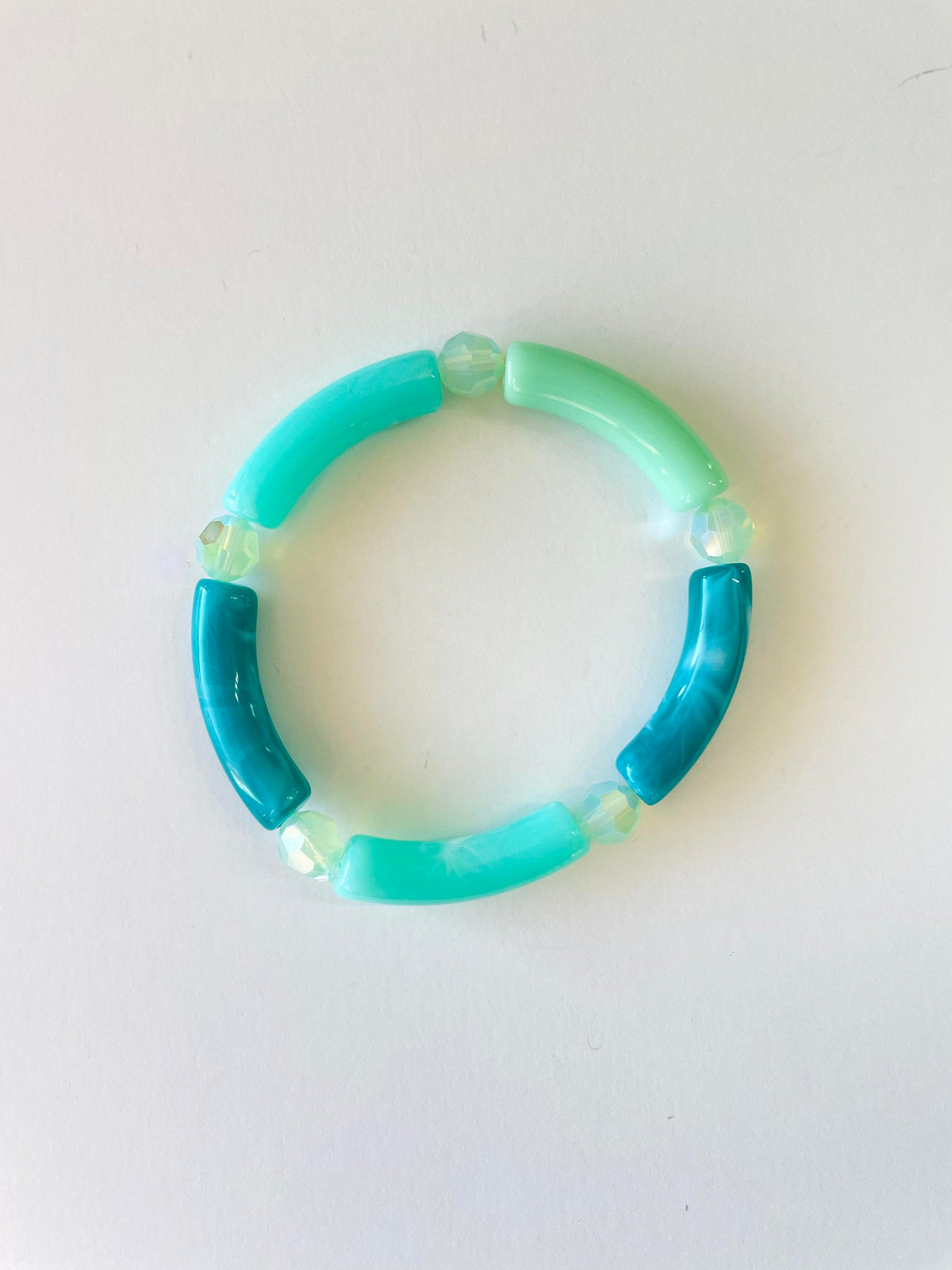 6mm Bamboo Style Stretch Bracelets - Ocean Blue