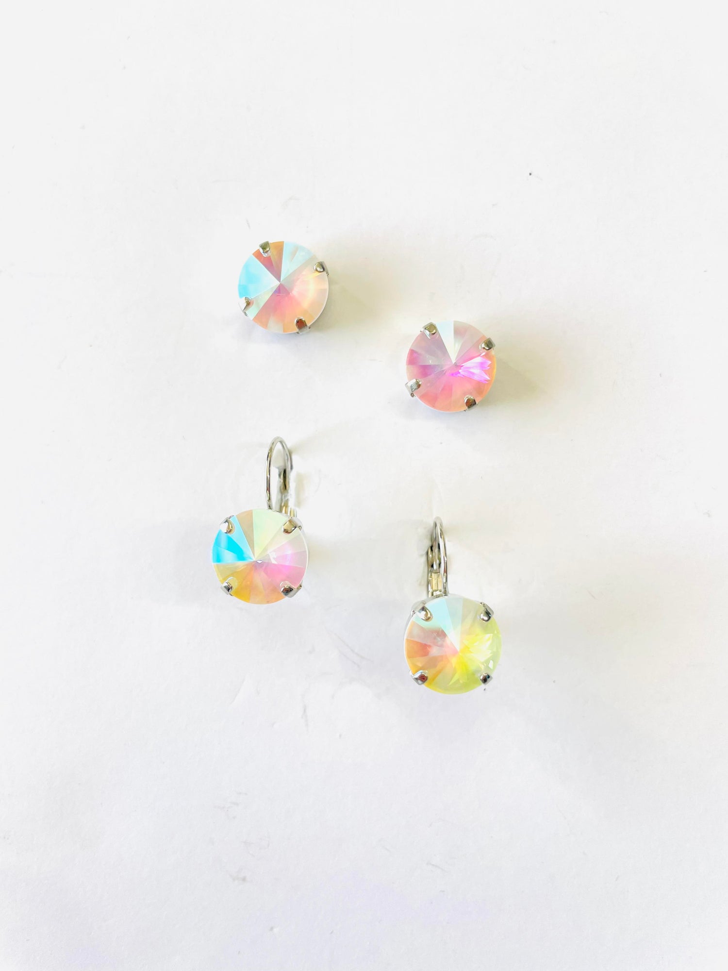 12mm Drop or Post Earrings in Ultra White Lacquer AB