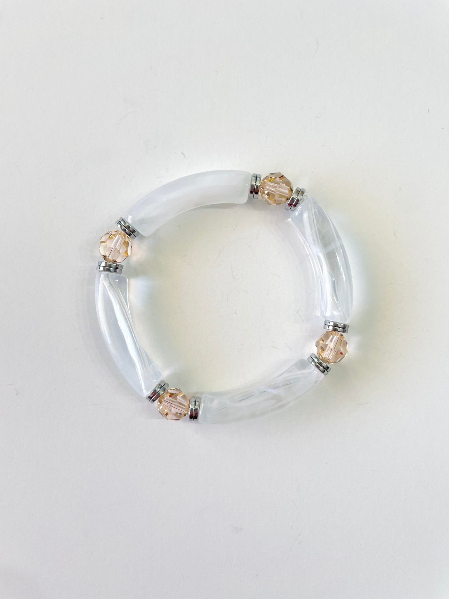 6mm Bamboo Style Stretch Bracelet in Peach