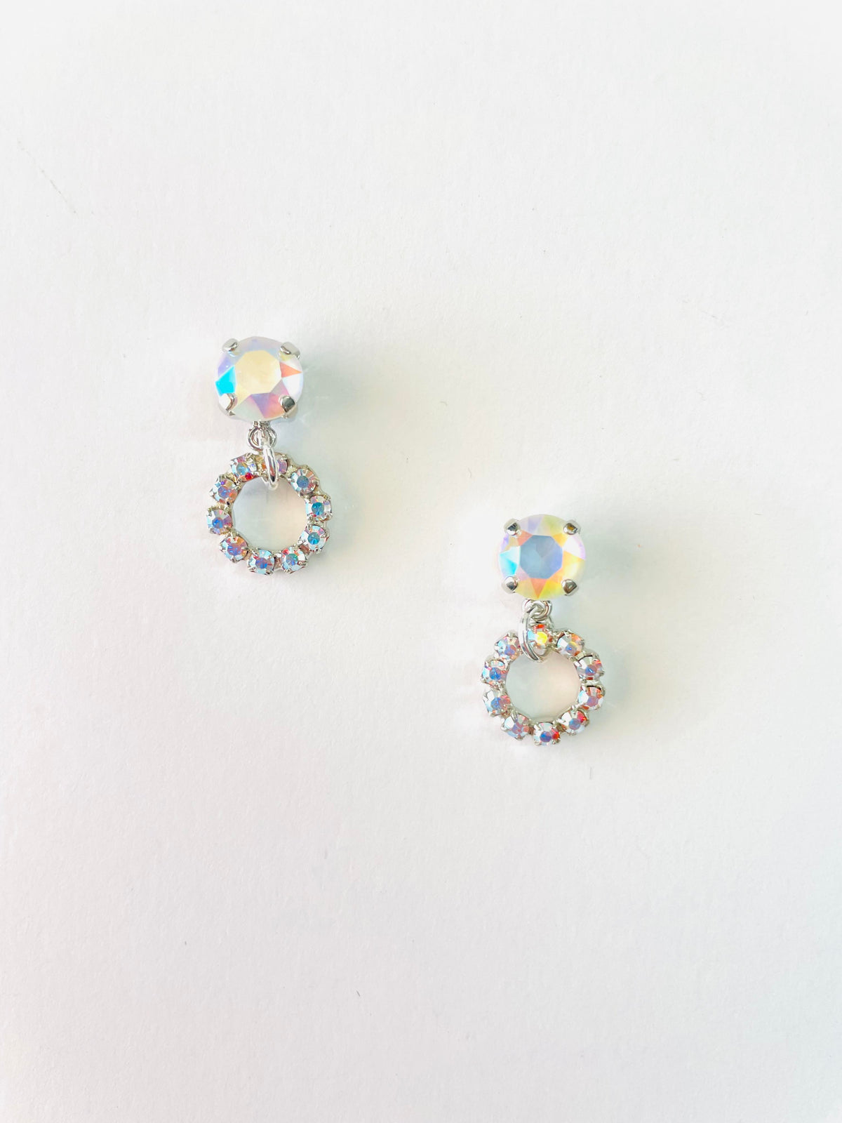 Halo Ring Earrings in Ultra White Lacquer AB/Crystal AB - KaraMarie