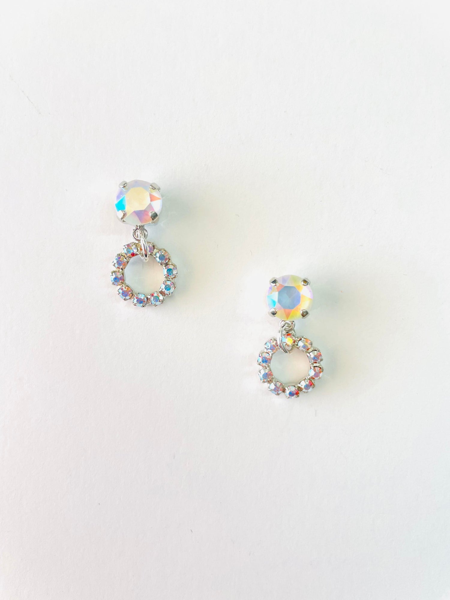 Halo Ring Earrings in Ultra White Lacquer AB/Crystal AB - KaraMarie