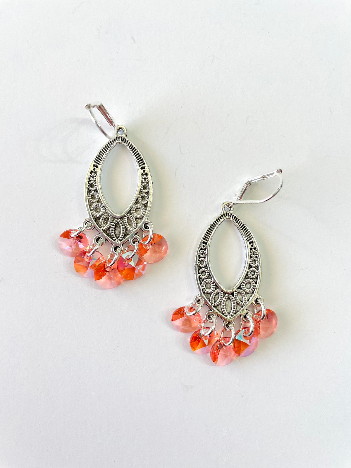 Peach Filigree Chandlier Earrings - KaraMarie