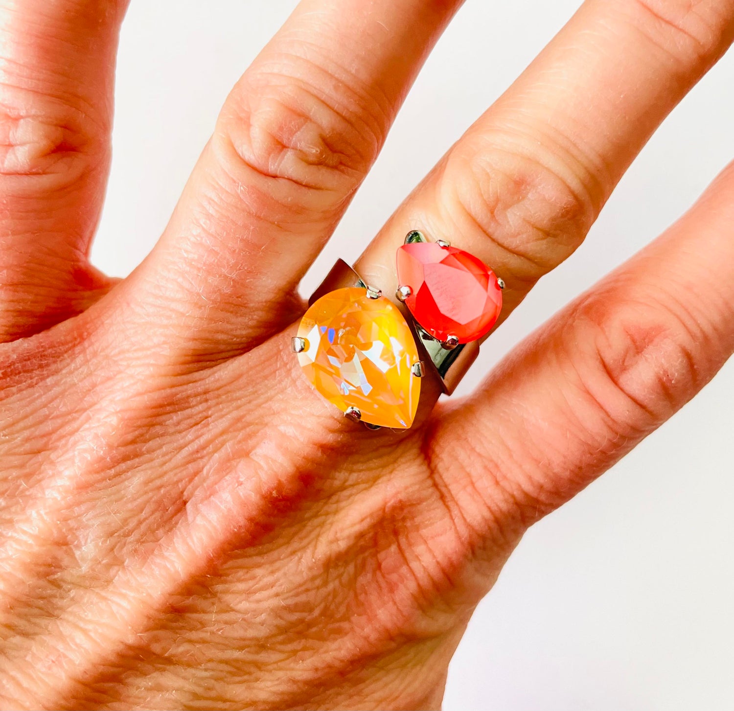 Pear Wrap Ring in Coral Lacquer + Peach DeLite