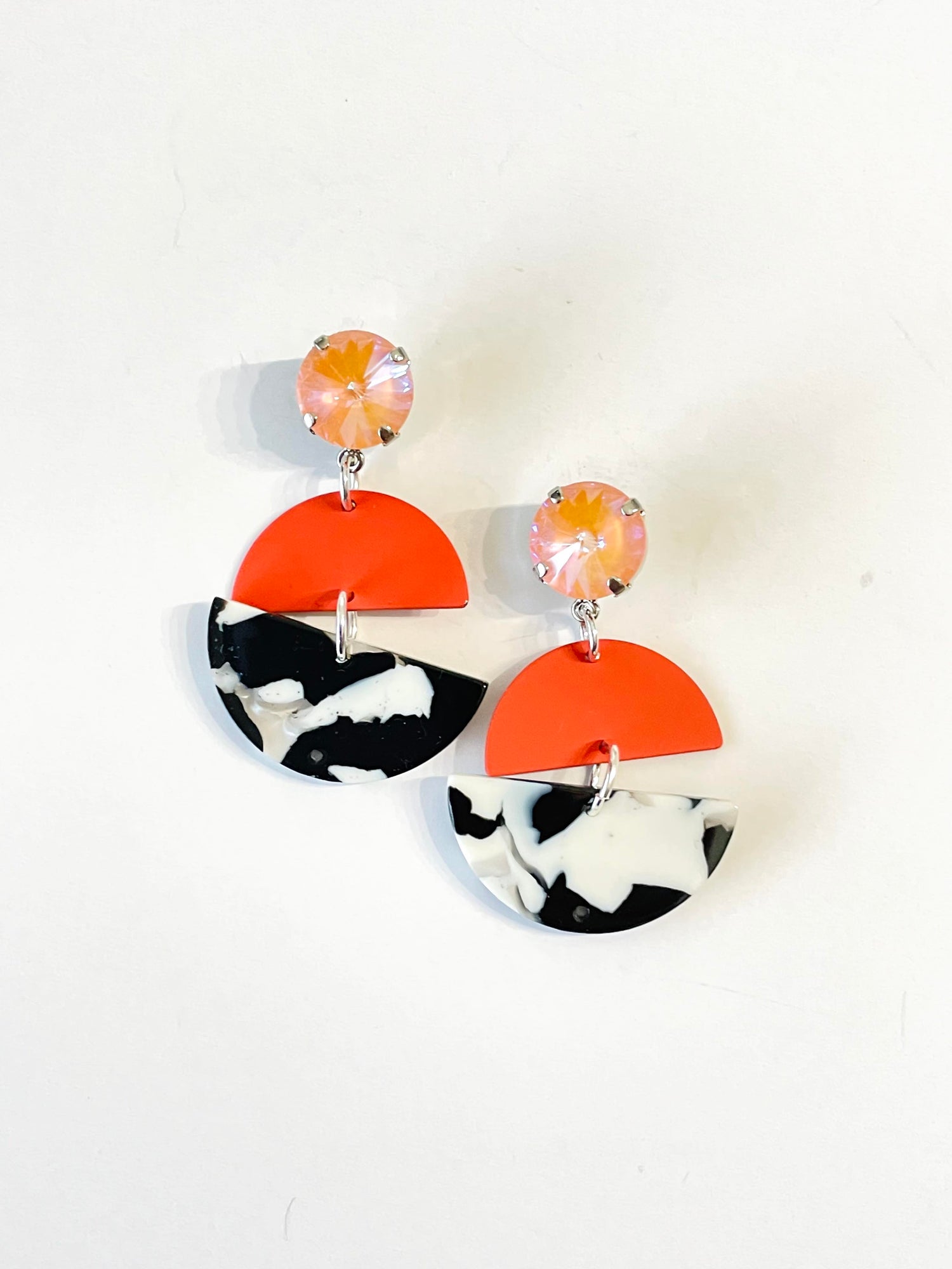 Coral Black + White Earrings