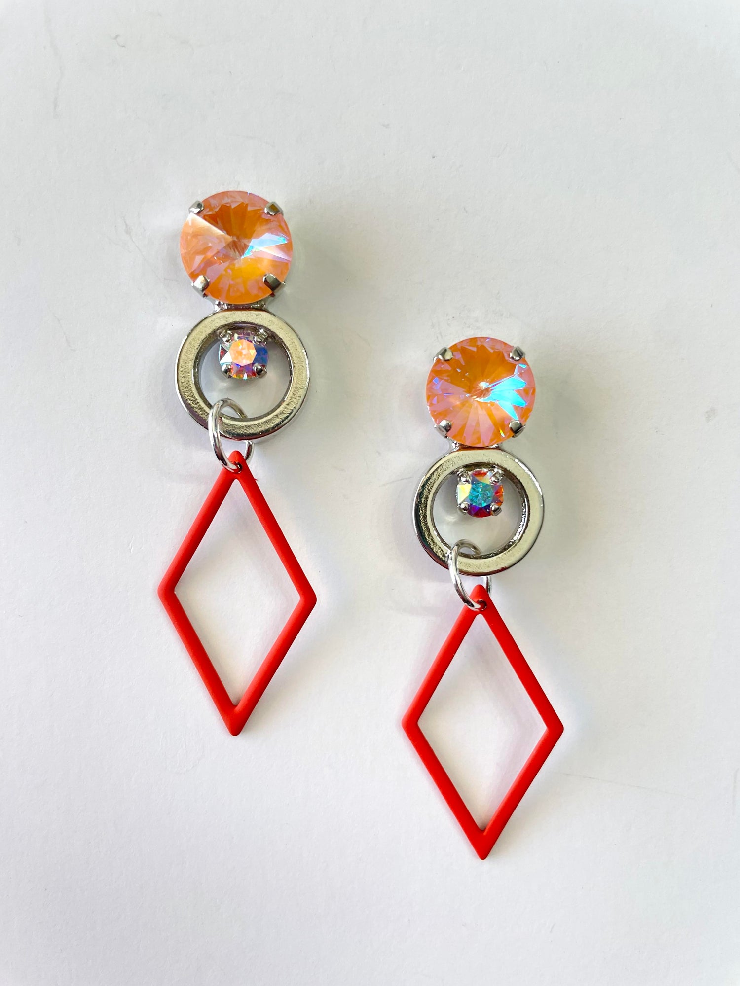 Geometric Peachy Earrings