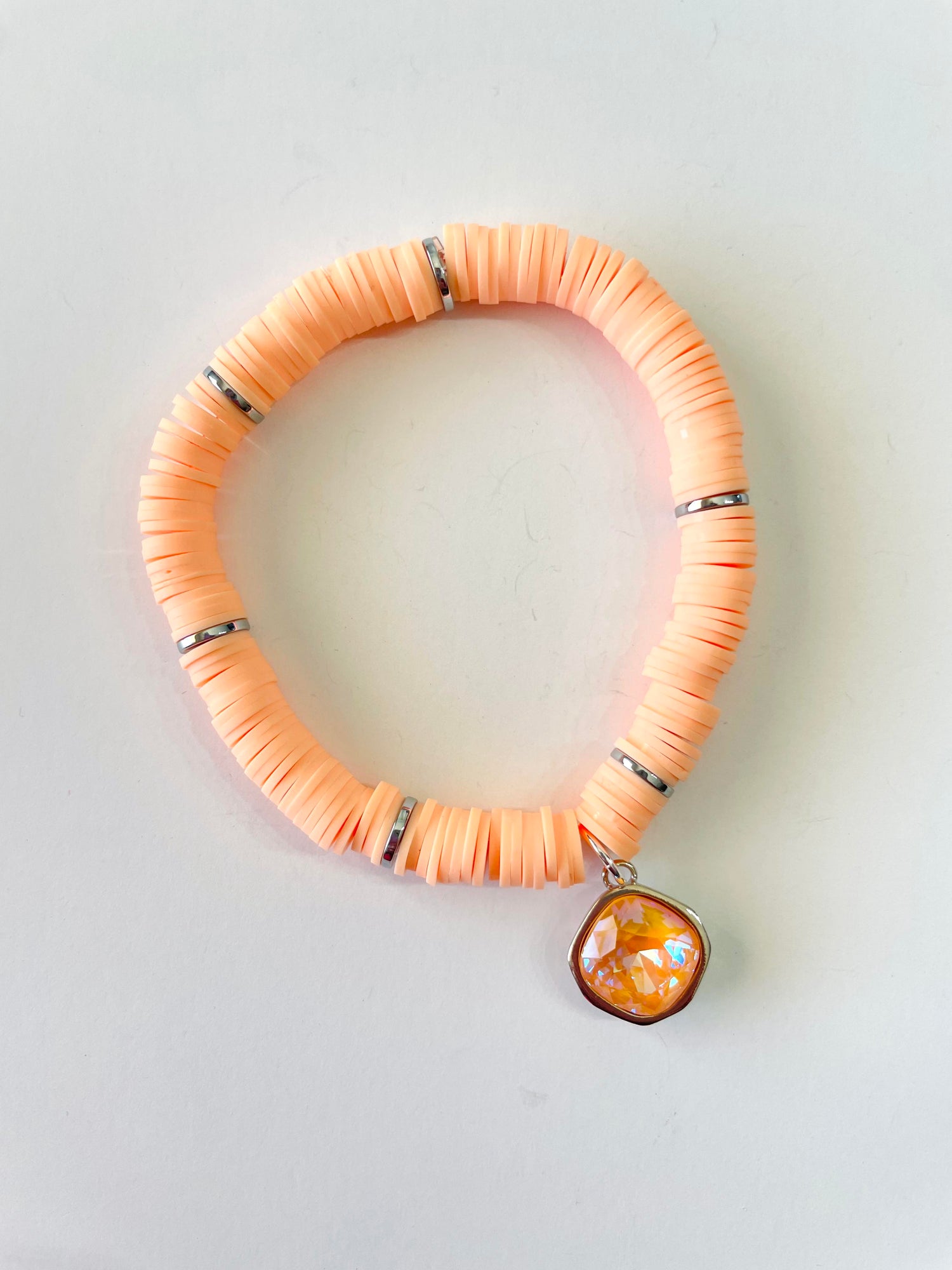 Peach Heishi Stretch Bracelet {With or Without Charm}