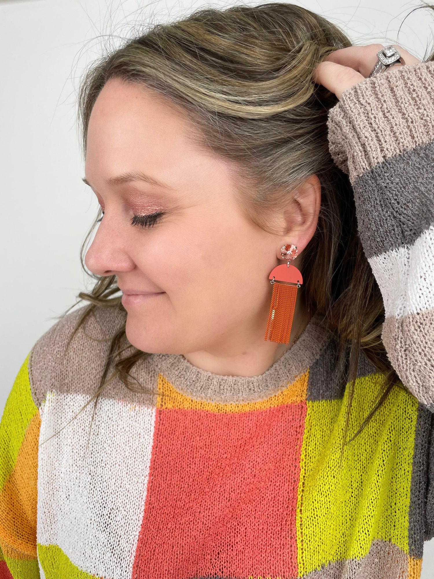 Coral Tassel Earrings