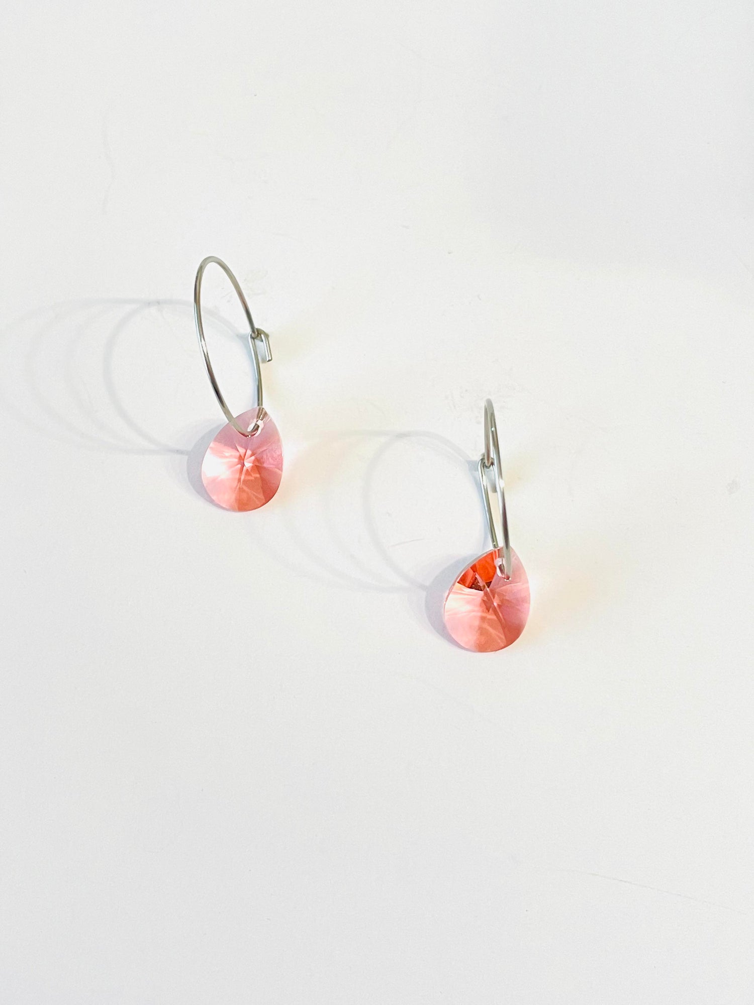Simple Teardrop Hoop Earrings in Rose Peach