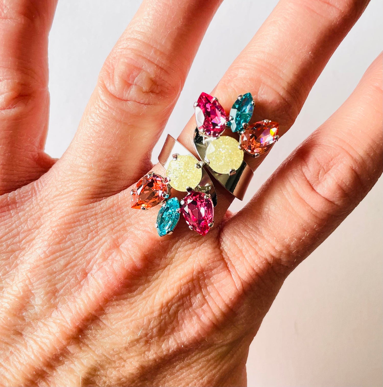 Floral Wrap Ring in Summer Hues