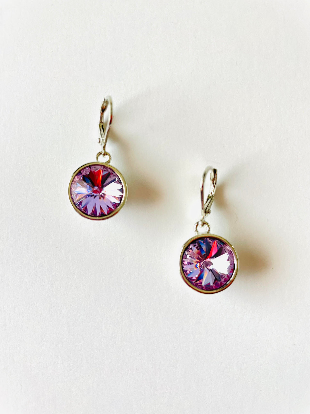 Rivoli Round Drop Earring in Violet - KaraMarie
