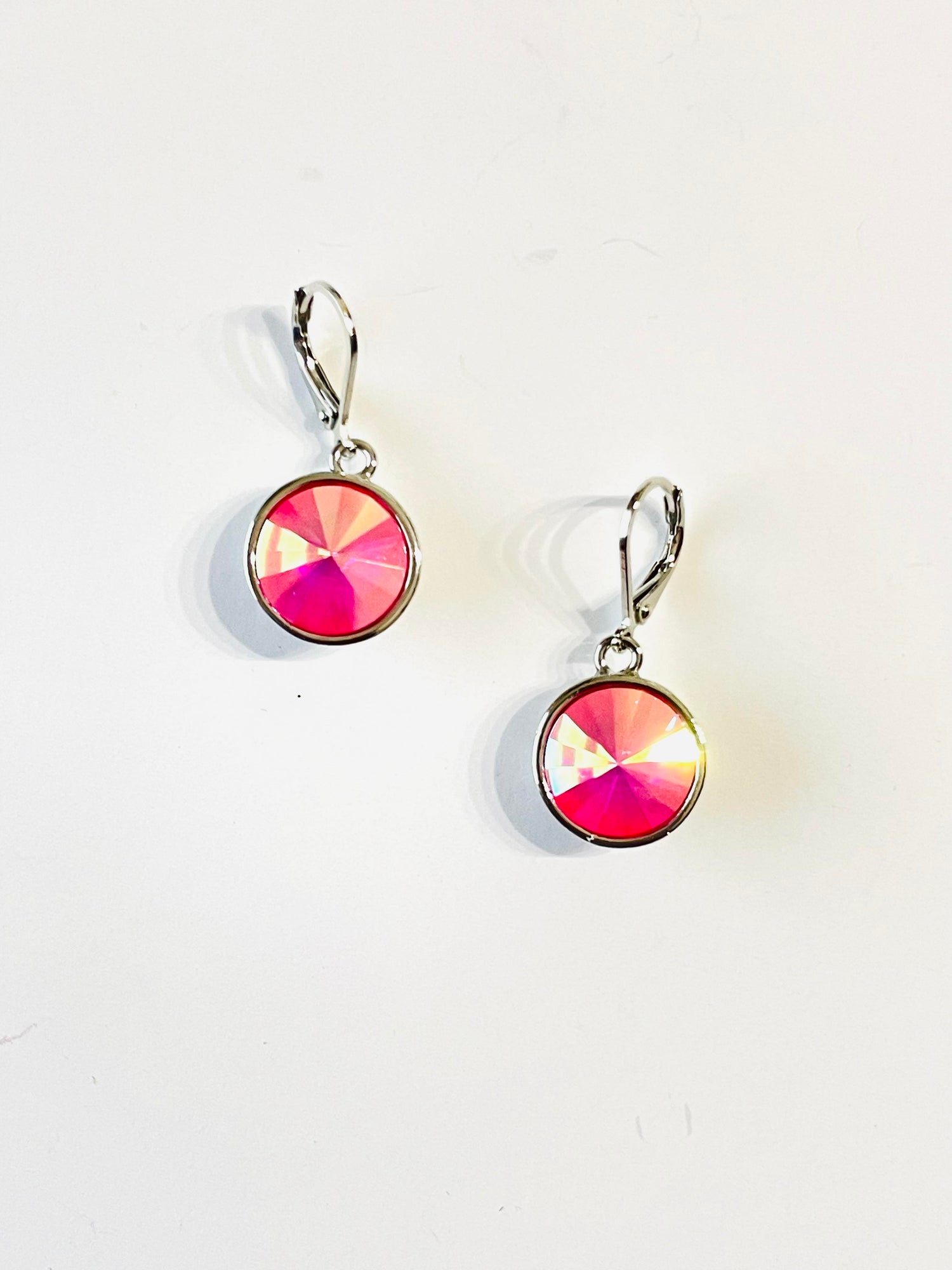 Rivoli Round Drop Earring in Ultra Pink Lacquer AB - KaraMarie