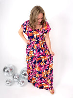 Oakley Off the Shoulder Maxi Dress - Navy Tropical {S-3X} - KaraMarie