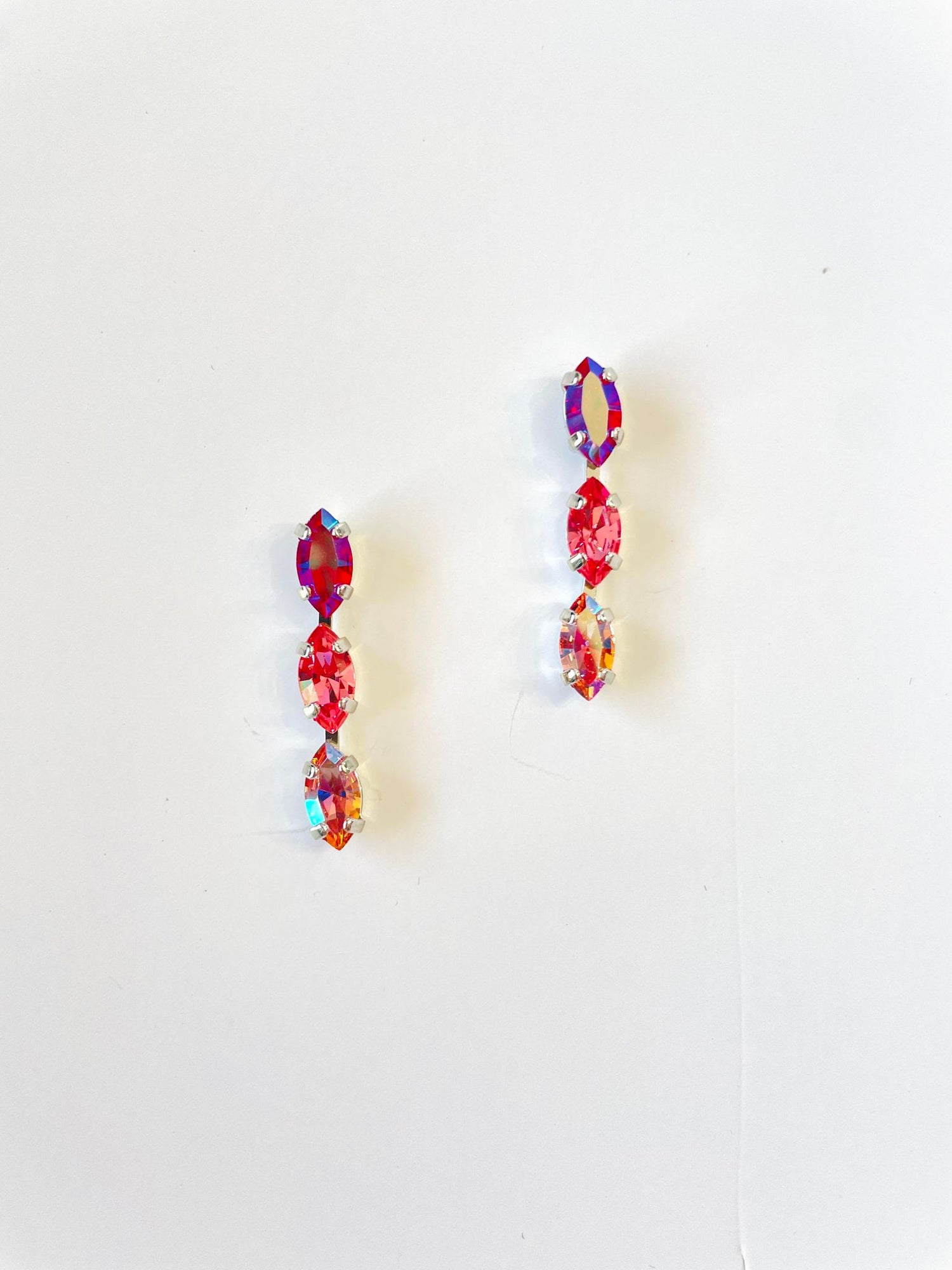 Triple Navette Earrings in Pink Hues